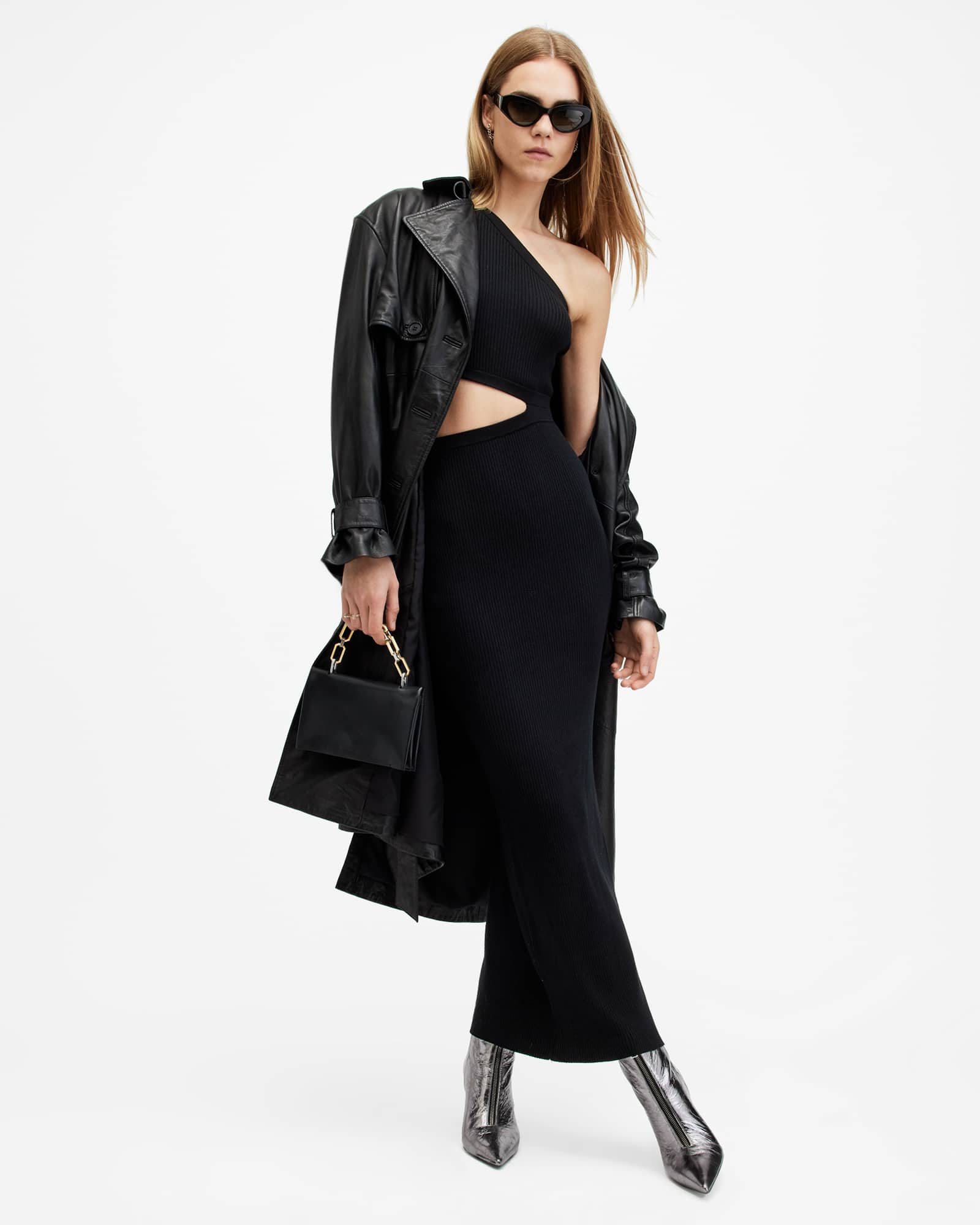 all saints one shoulder dress All Saints haya dress Black One-Shoulder Gown