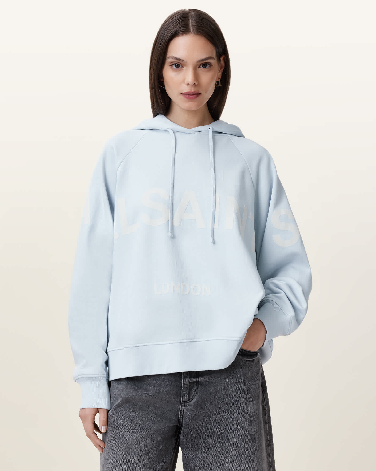 (取寄) オールセインツ レディース タロン フーディ AllSaints women Talon Biggy Hoody Barely Blue Talon Biggy Oversized Hoodie BARELY BLUE | ALLSAINTS