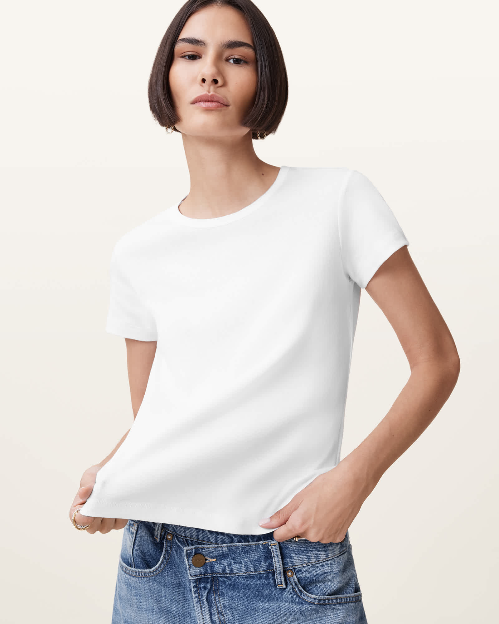Tシャツ・カットソー SATUR All Day Slavic Short Sleeve T-Shirt Organic White whiteterrecropcrop.jpg?v=