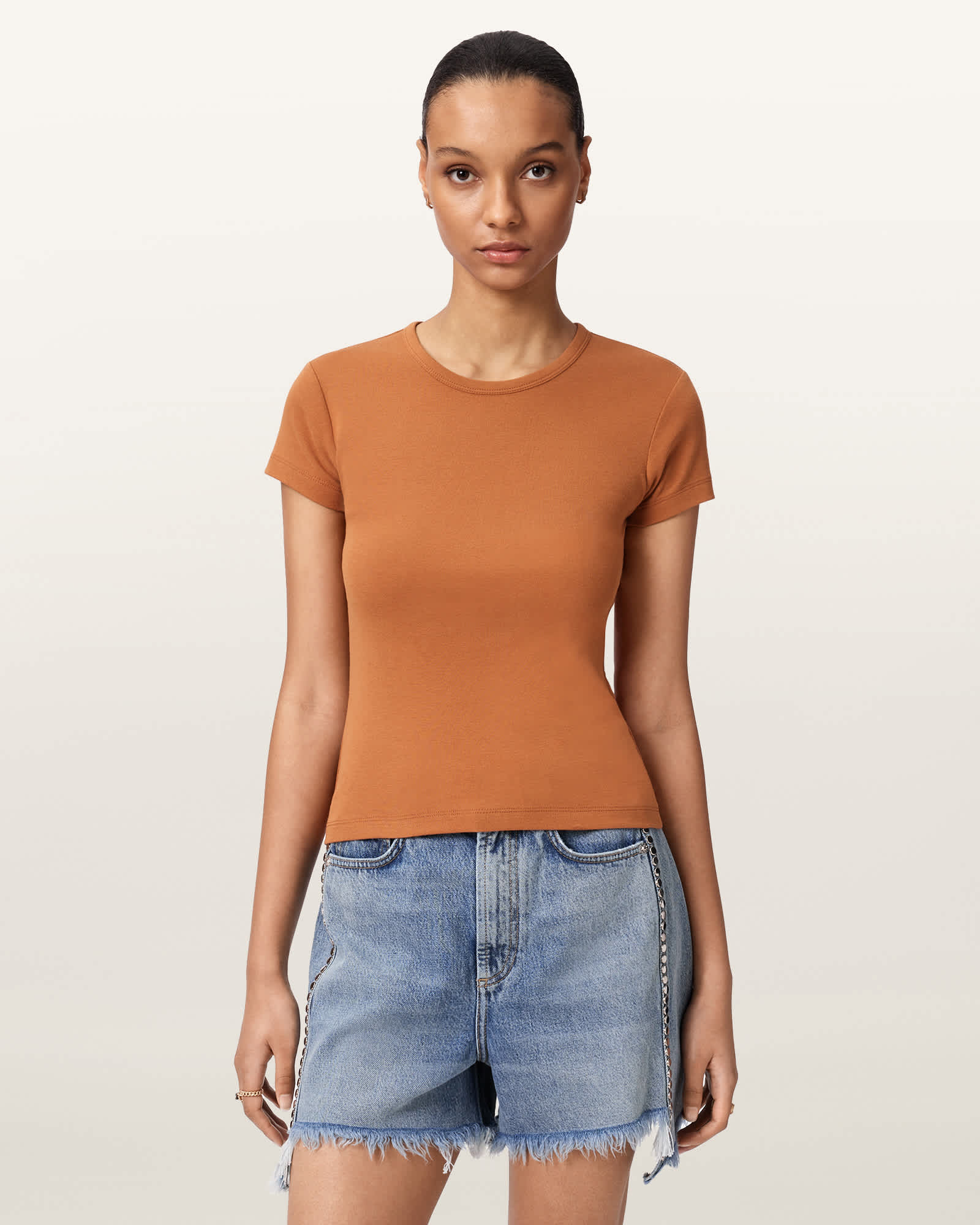 Stevie Slim Fit Short Sleeve T-Shirt PECAN BROWN | ALLSAINTS US