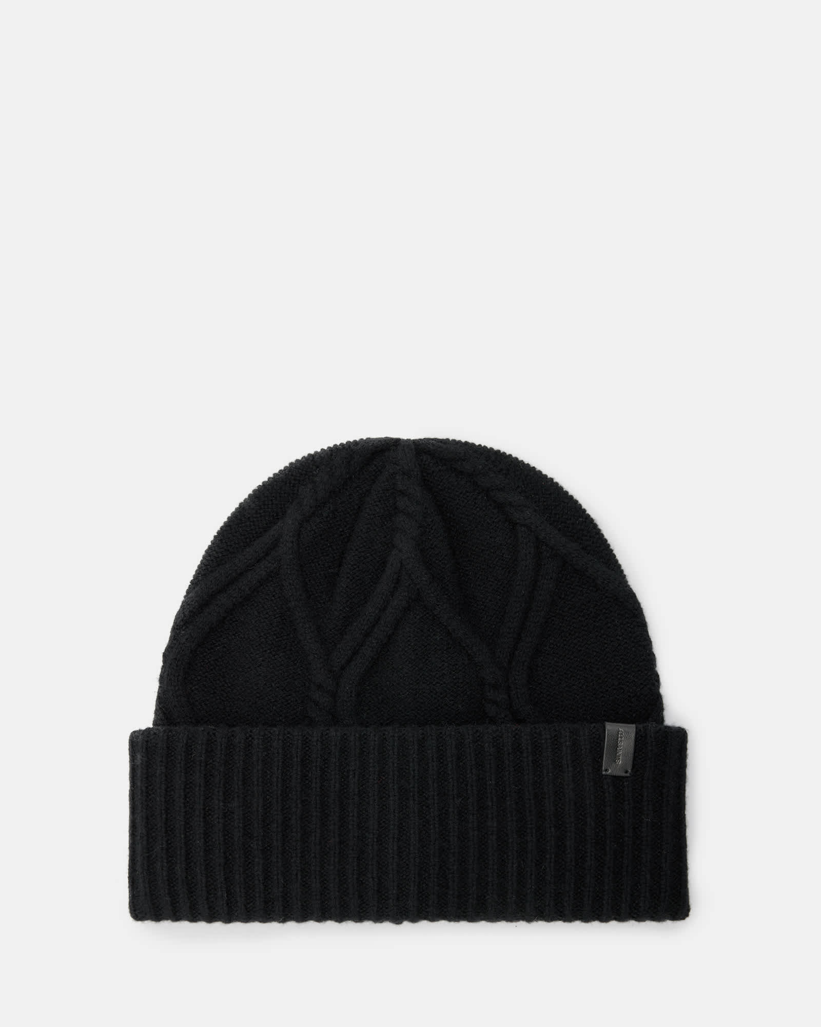 AllSaints Brushed Wool Cable Beanie Black ALLSAINTS Logan Brushed Beanie and Scarf Gift Set | endource main image 3