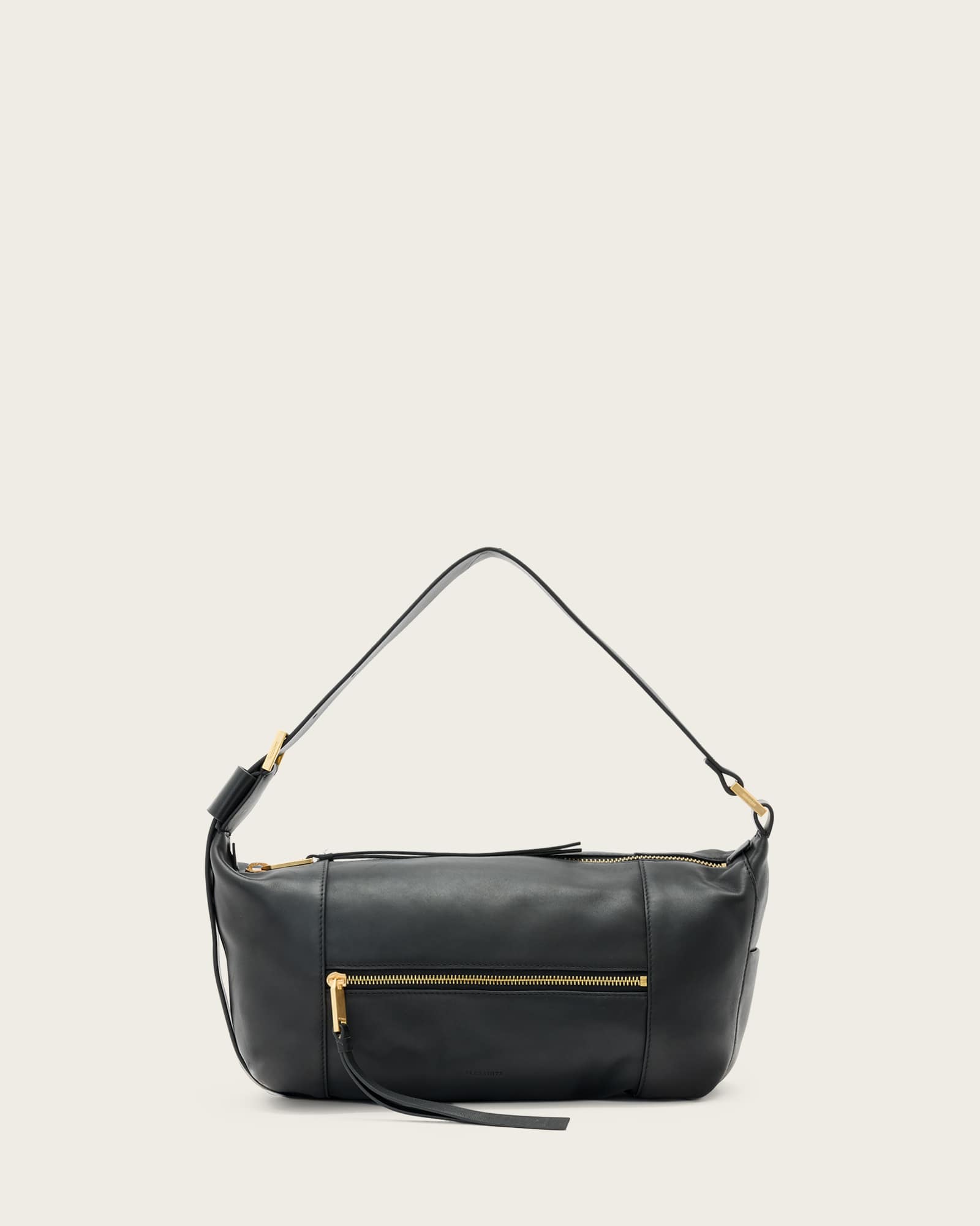 BLACK LEATHER SHOULDER BAG 2907B レザーバッグ Recycled Leather Shoulder Bag Black - Baggu