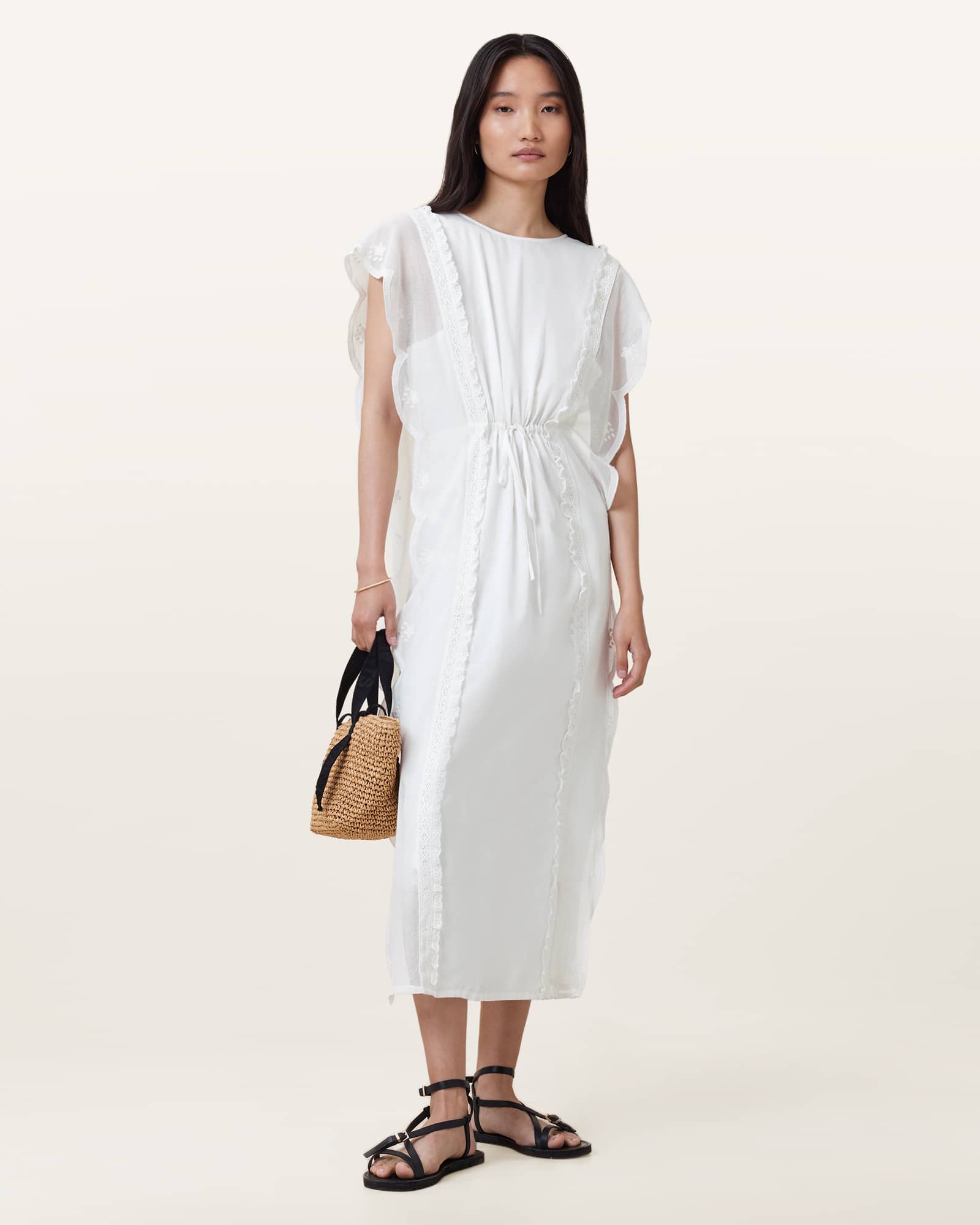 Ola Midi Dress Off White | ALLSAINTS US