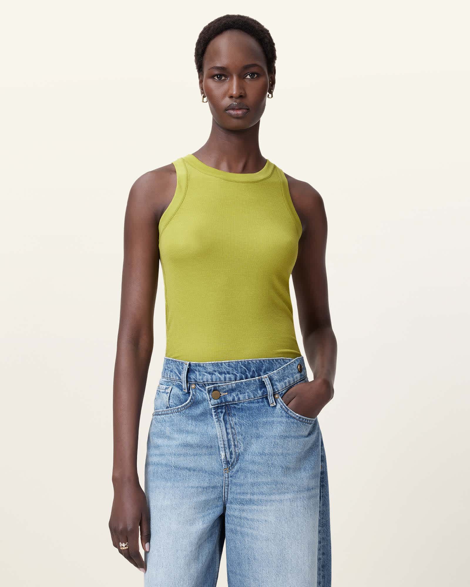 タンクトップ ノースリーブ RINA CREW NECK SLEEVELESS TANK TOP | RINA クルーネック ノースリーブ タンクトッ RINA CREW NECK SLEEVELESS TANK TOP | RINA クルーネック