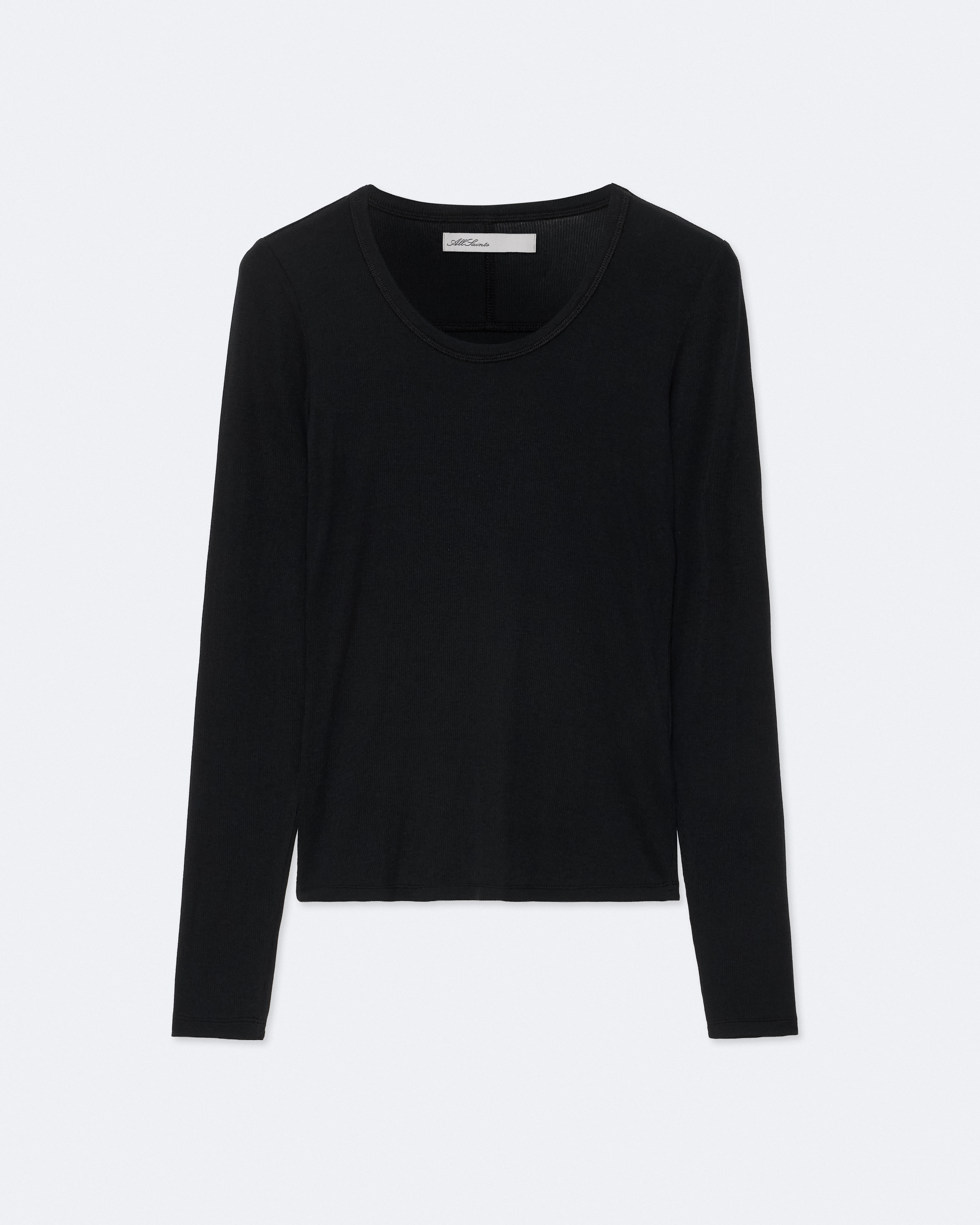 トップス Jent Louis Rib Long Sleeve Tee black M Teresa Slim-Fit Long-Sleeve T-Shirt Jet Black | ALLSAINTS Canada