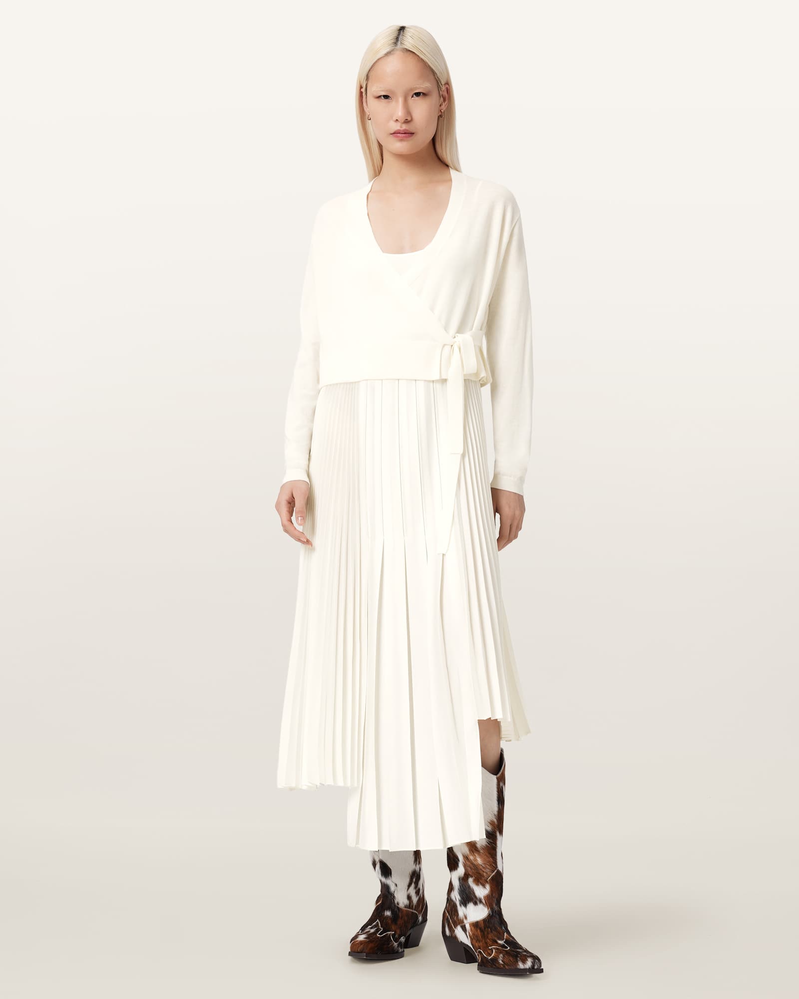 Lucille 2-in-1 Dress Chalk White | ALLSAINTS US
