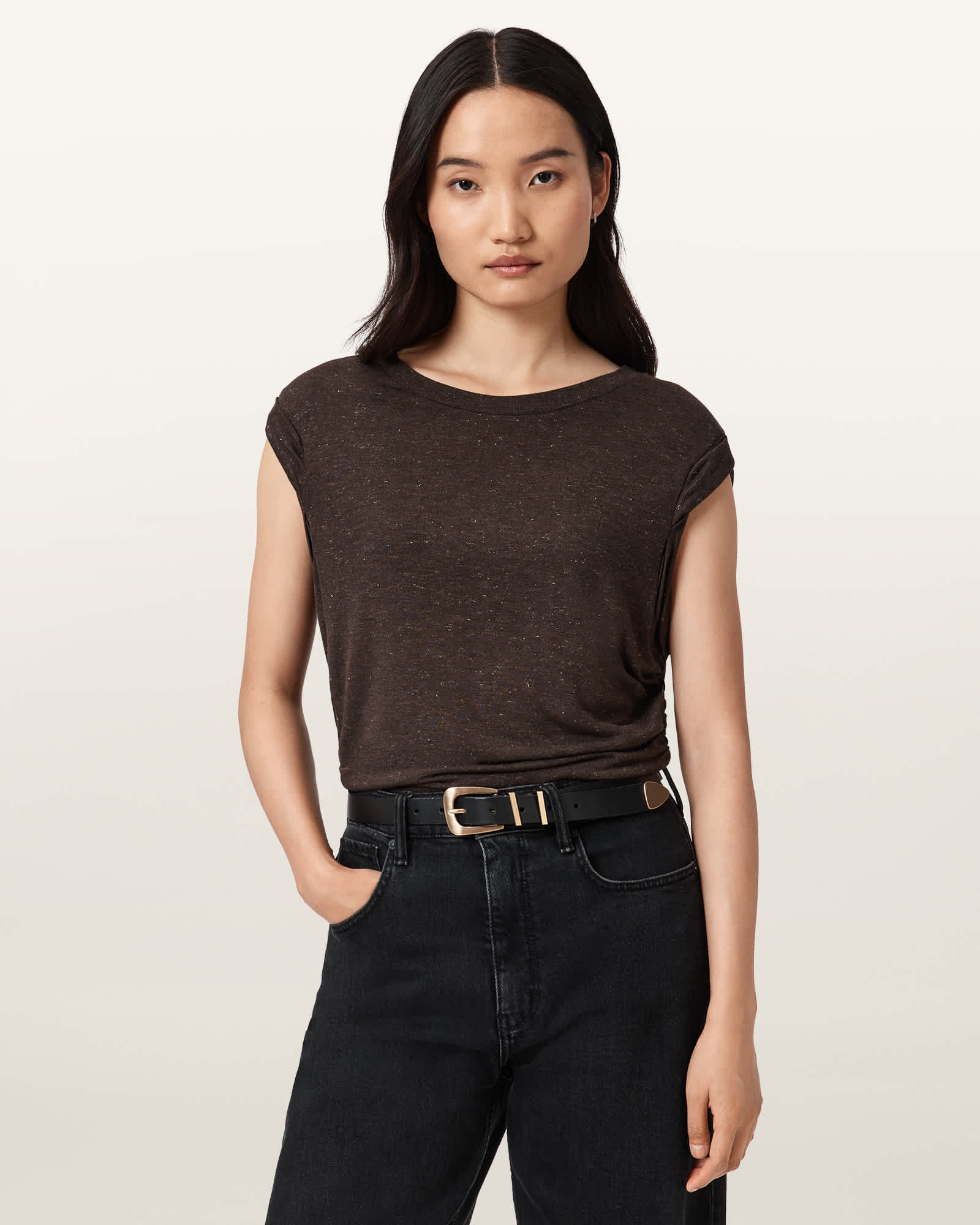 (取寄) オールセインツ レディース ウェスト シマー タンク AllSaints women West Shimmer Tank Torte Brown West Shimmer Tank Top TORTE BROWN | ALLSAINTS US