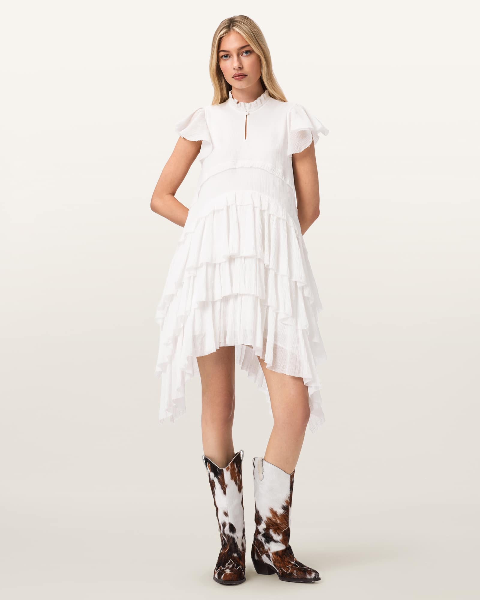all saints mini dress AllSaints Women's Xanthe Floral Long Sleeve Minidress - Pink