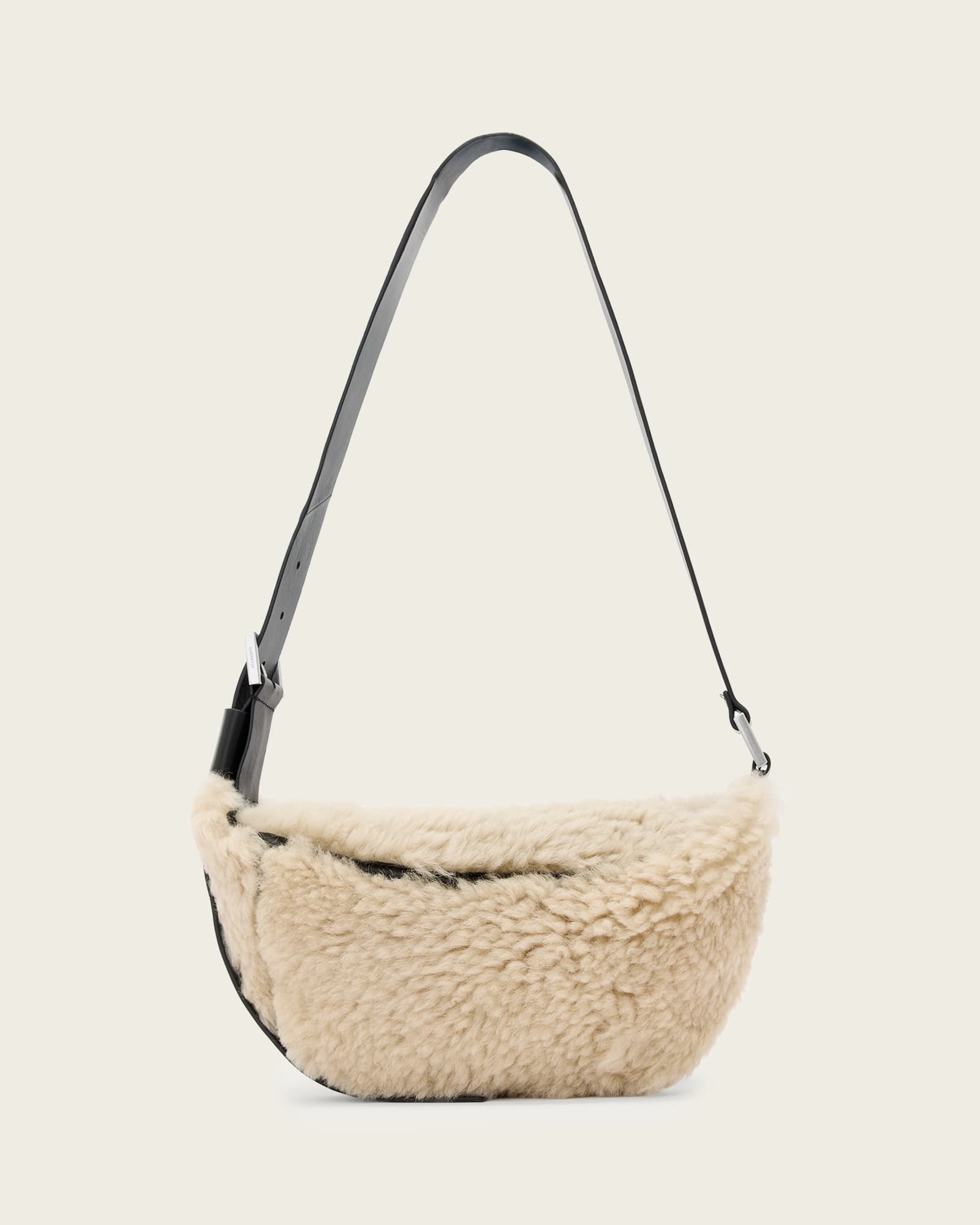 Luna Shearling Crossbody Bag Natural/Black | ALLSAINTS US