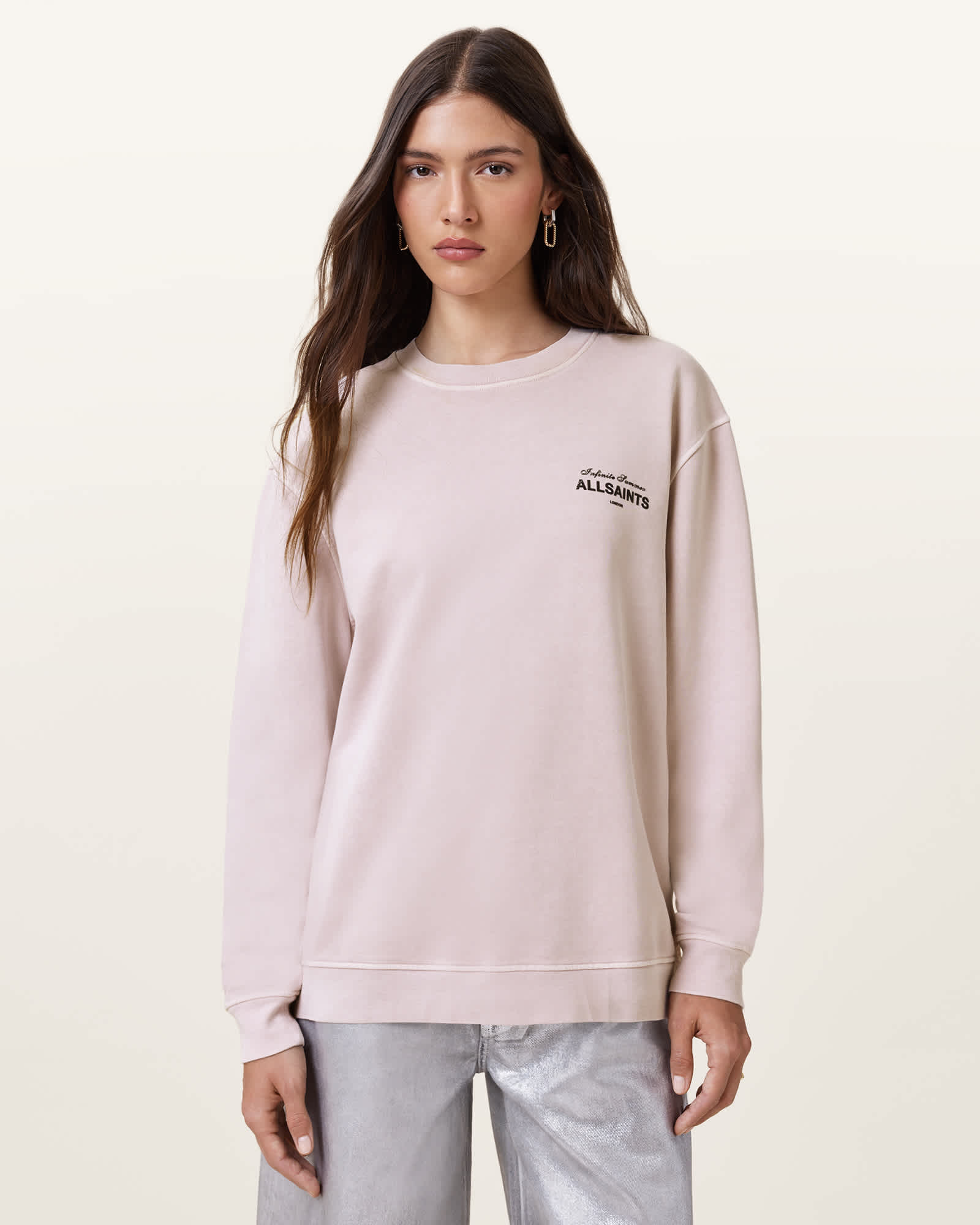 Etta Soleil Oversized Sweatshirt LILAC ASH PINK | ALLSAINTS US