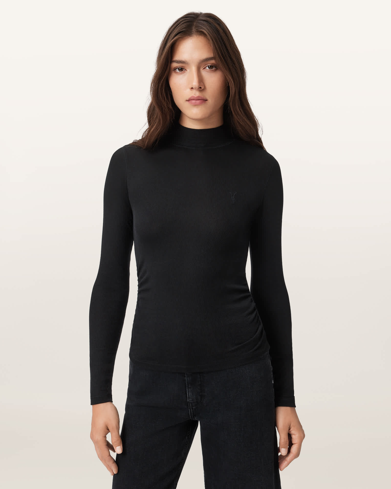 トップス rina Rina Long Sleeve Roll Neck T-Shirt Black | ALLSAINTS