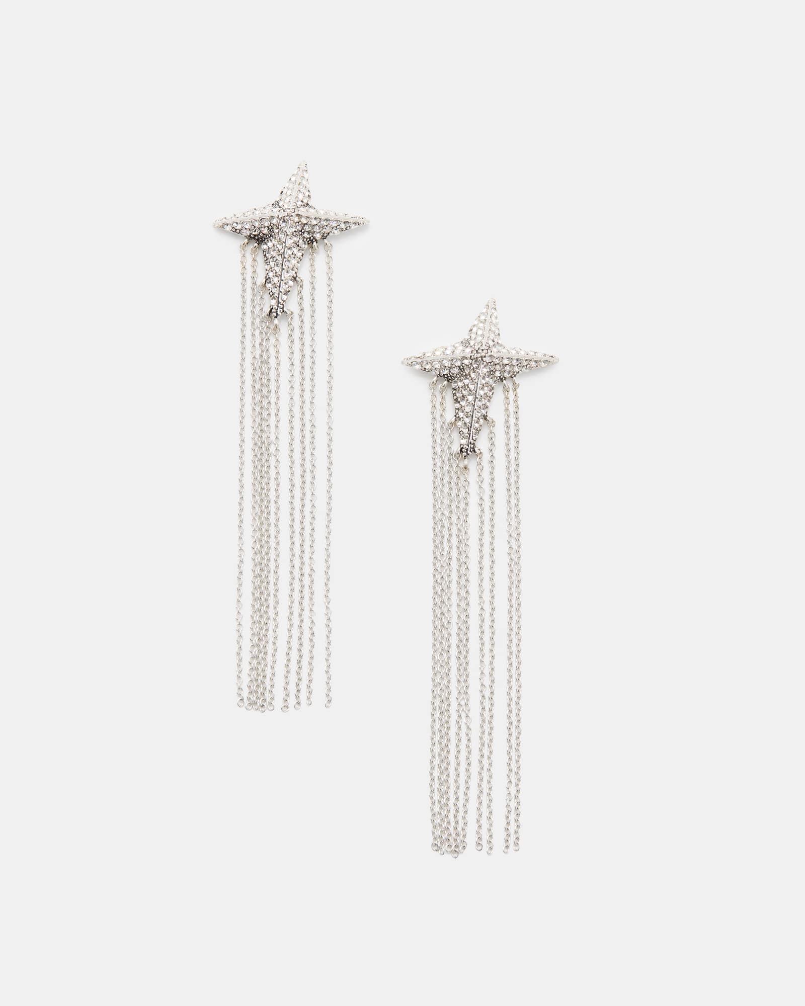 Aurora Embellished Star Chain Drop Earrings WARM SILVER