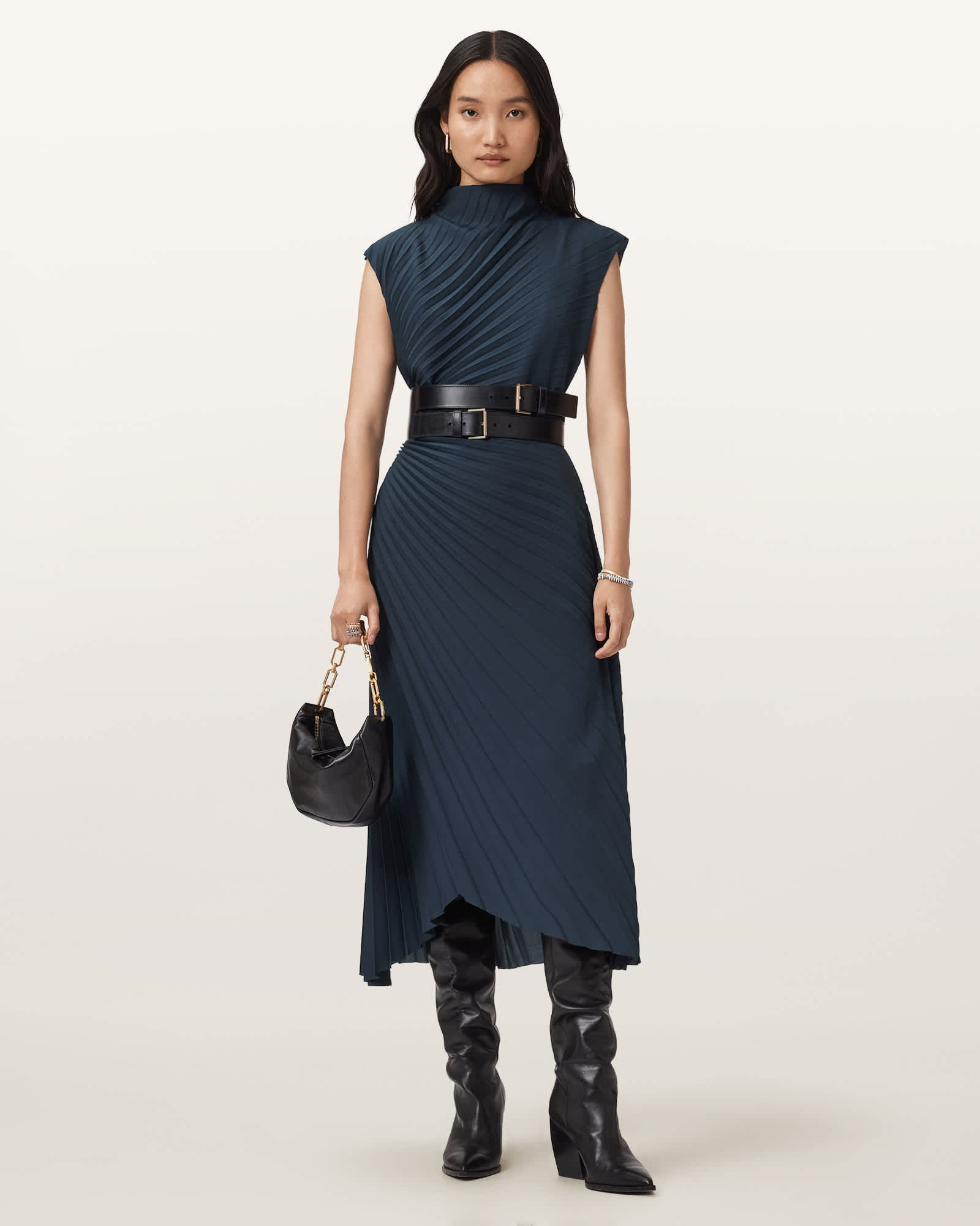 Rayanna Pleated Midi Dress COLLEGIATE BLUE | ALLSAINTS
