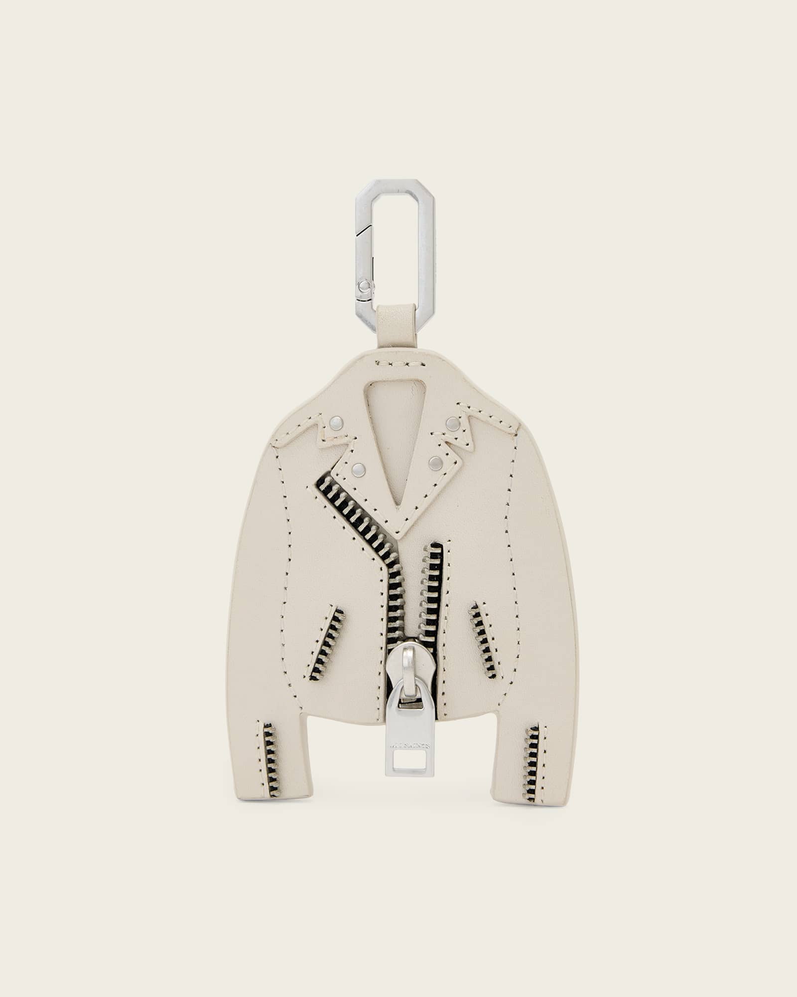 Balfern Leather Keyring IVORY WHITE/SILVER | ALLSAINTS US