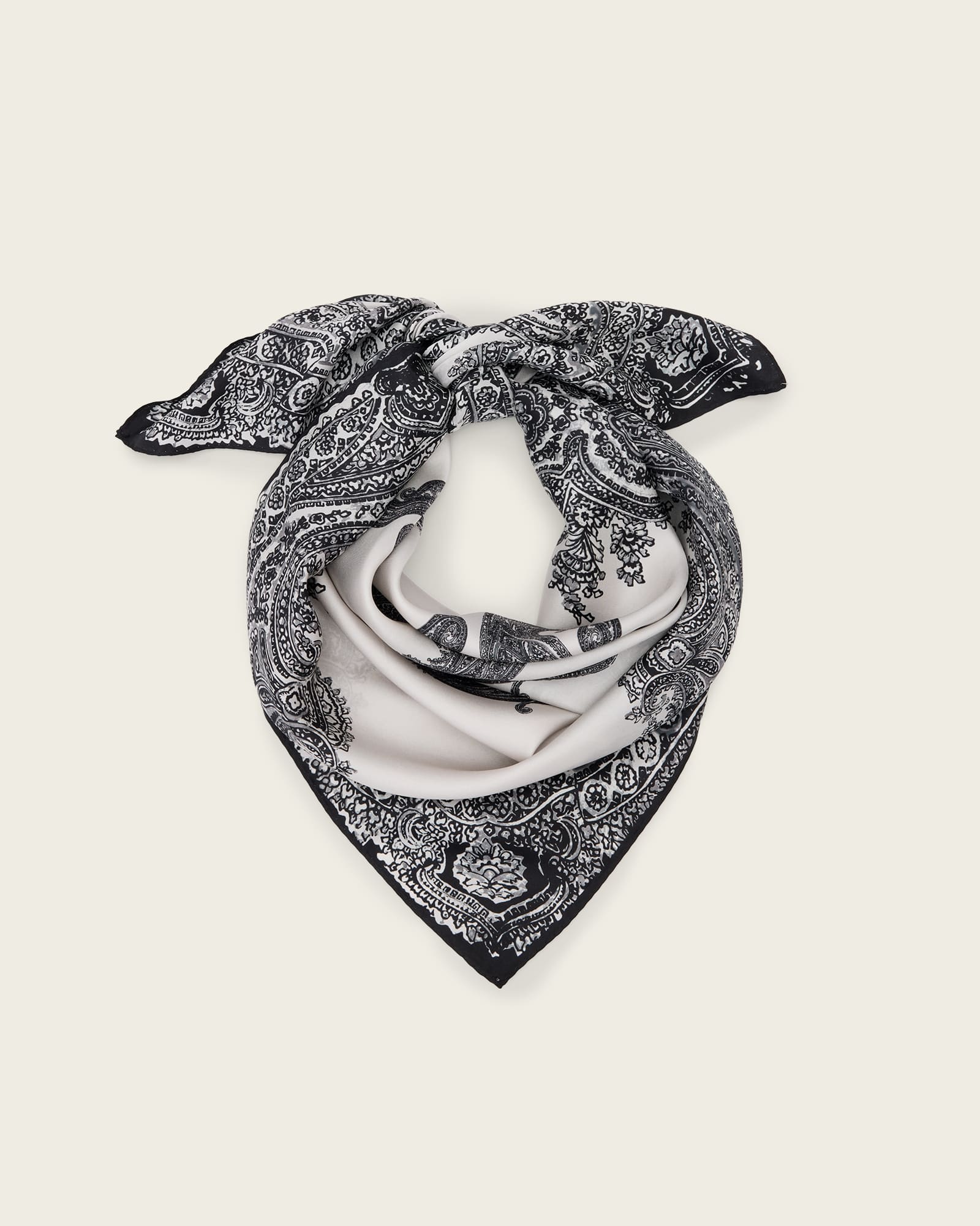 Zora Paisley Square Scarf Chalk | ALLSAINTS