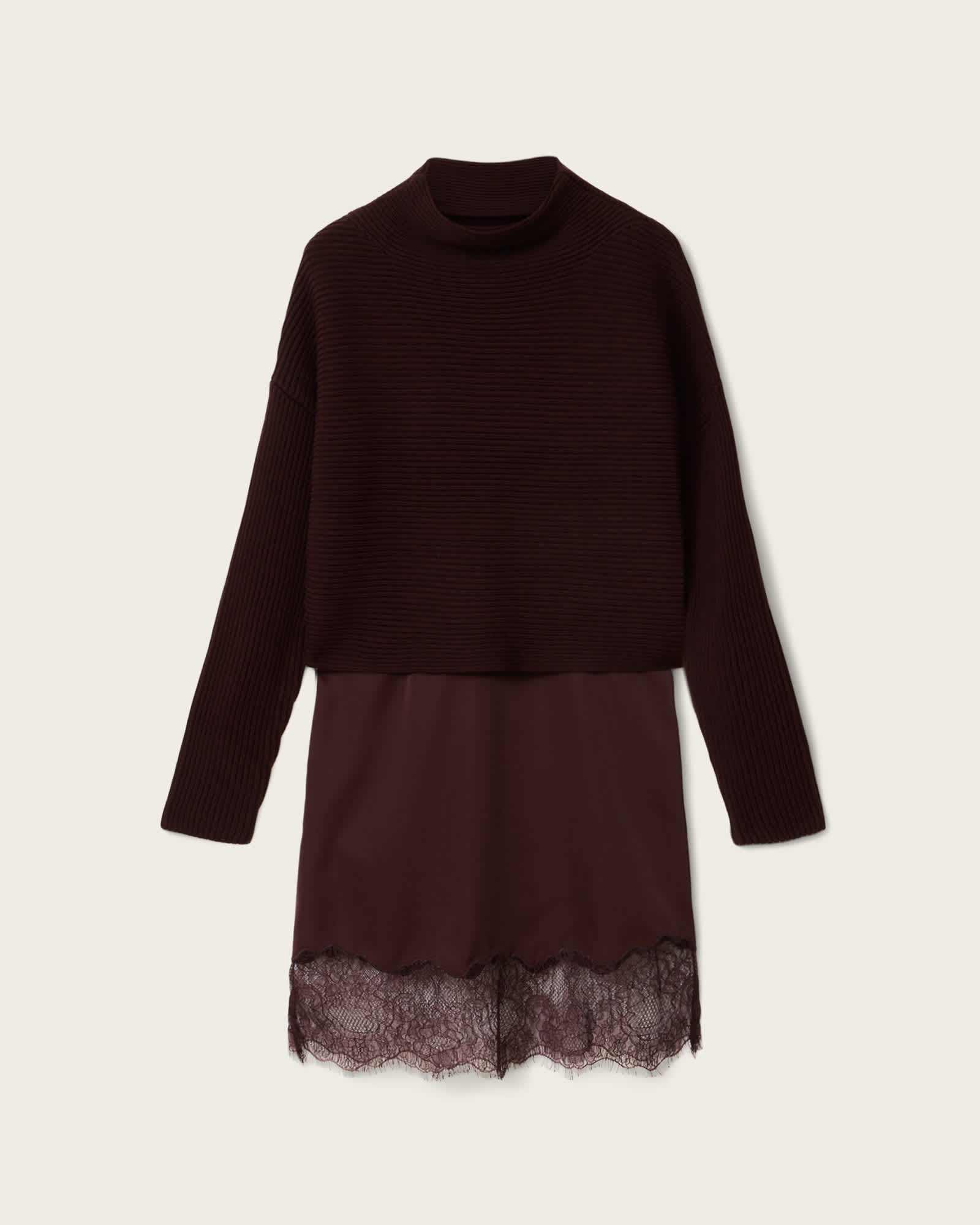 all saints burgundy dress Eloise 2-in-1 Jumper OXBLOOD RED Sleeve Length:Custom KissProm | V-Neck High-Low 06/02 Slim fit