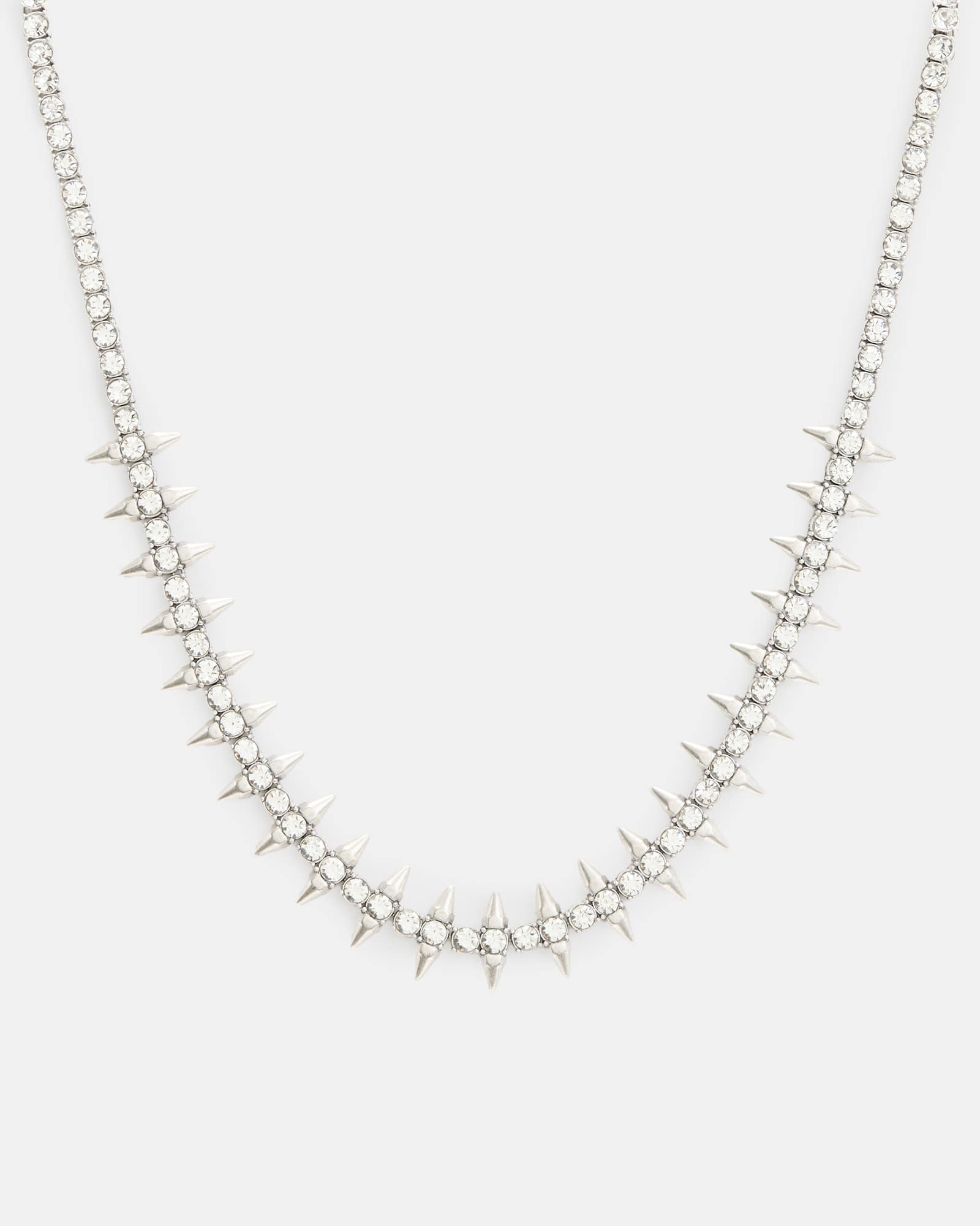 【EVERYBIRTHDAY】0:00 Star Silver ネックレース Essie Spike Tennis Necklace WARM SILVER | ALLSAINTS US