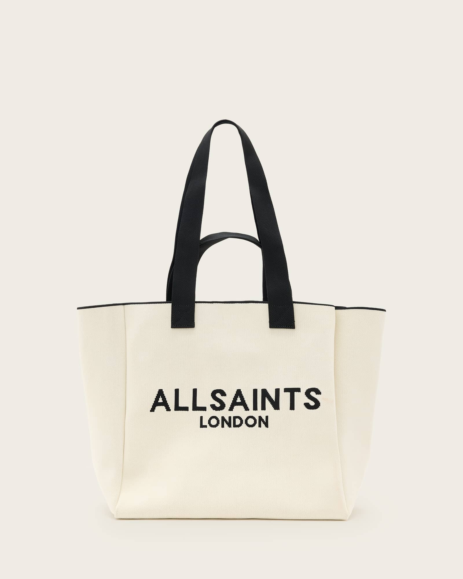 Izzy Large Logo Knitted Tote Bag White | ALLSAINTS