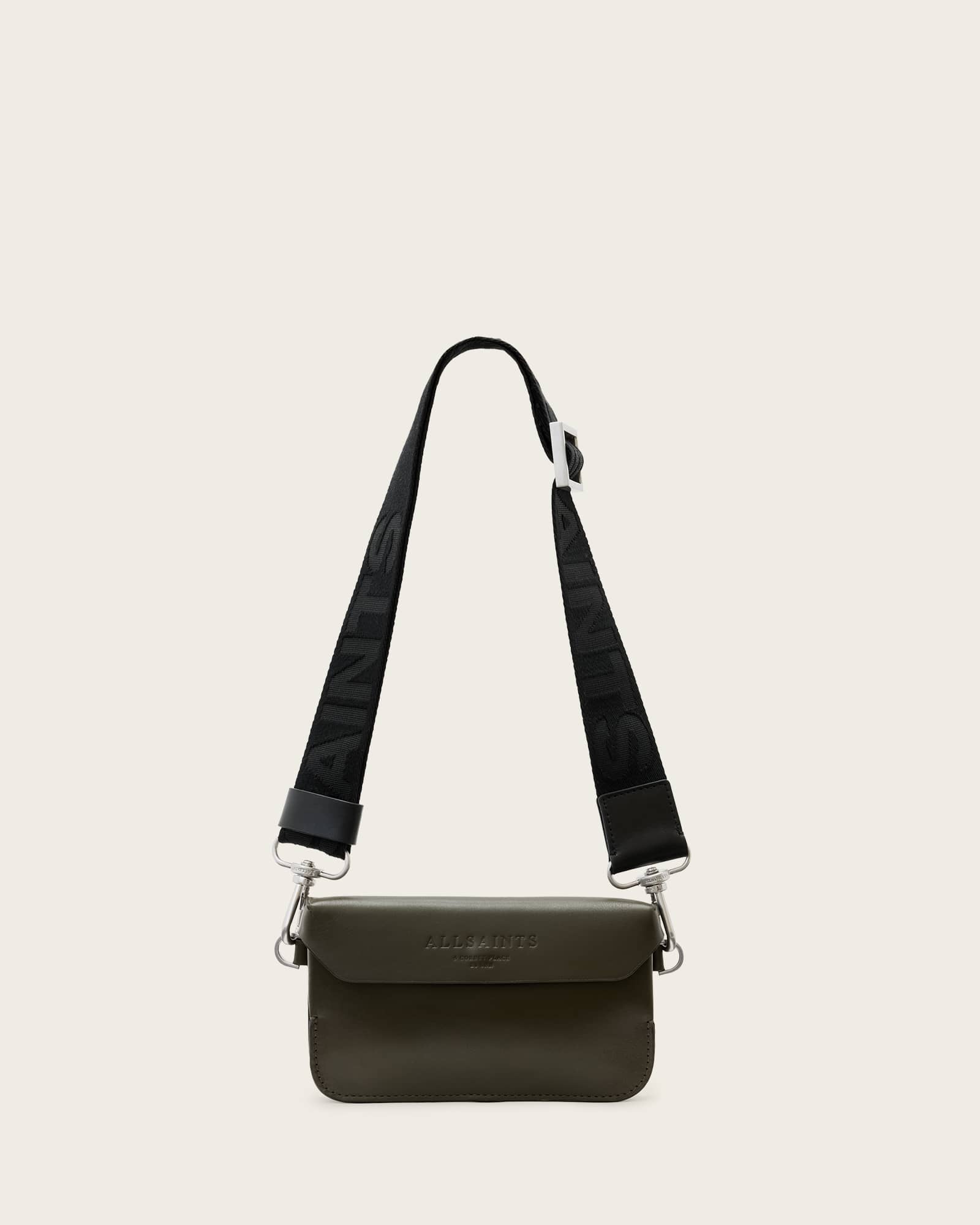 オールセインツ ¥22000 ZOE LEATHER CROSSBODY BAG Zoe Adjustable Logo Leather Crossbody Bag Black | ALLSAINTS US
