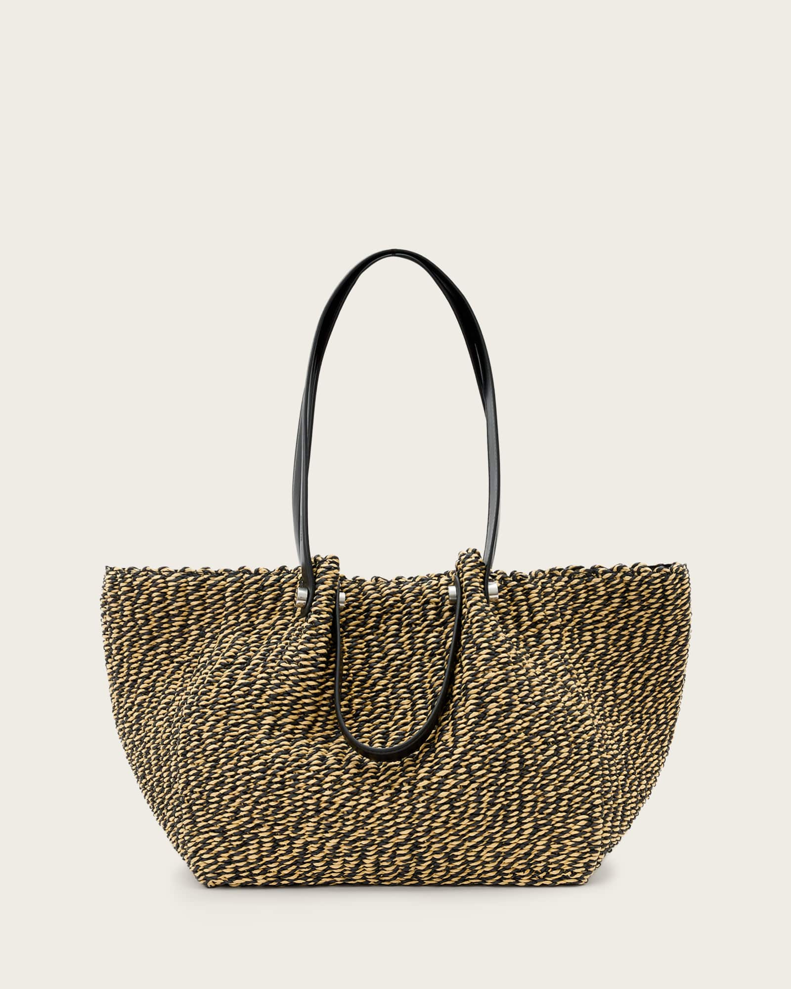 Allington Straw Tote Bag Black/Natural | ALLSAINTS US