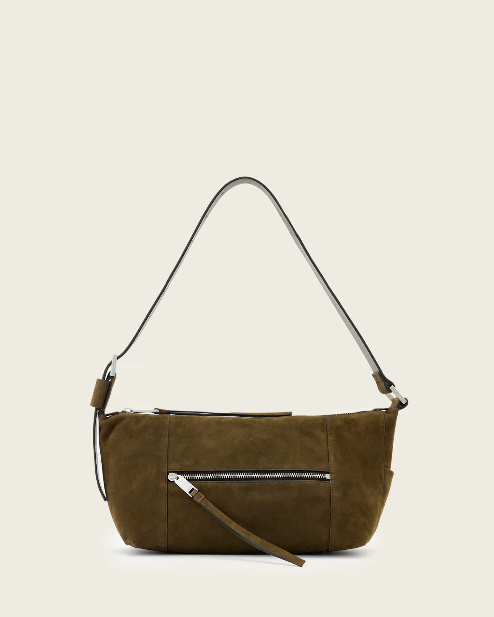Vega Suede Shoulder Bag Olive Green | ALLSAINTS US