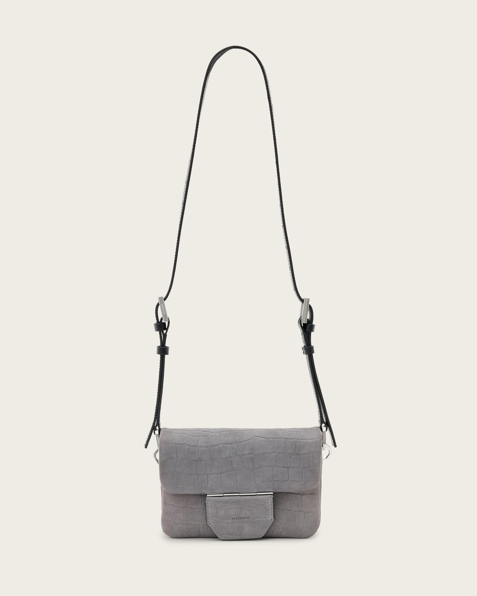 Jupiter Croc-Effect Leather Crossbody Bag SLATE BLUE