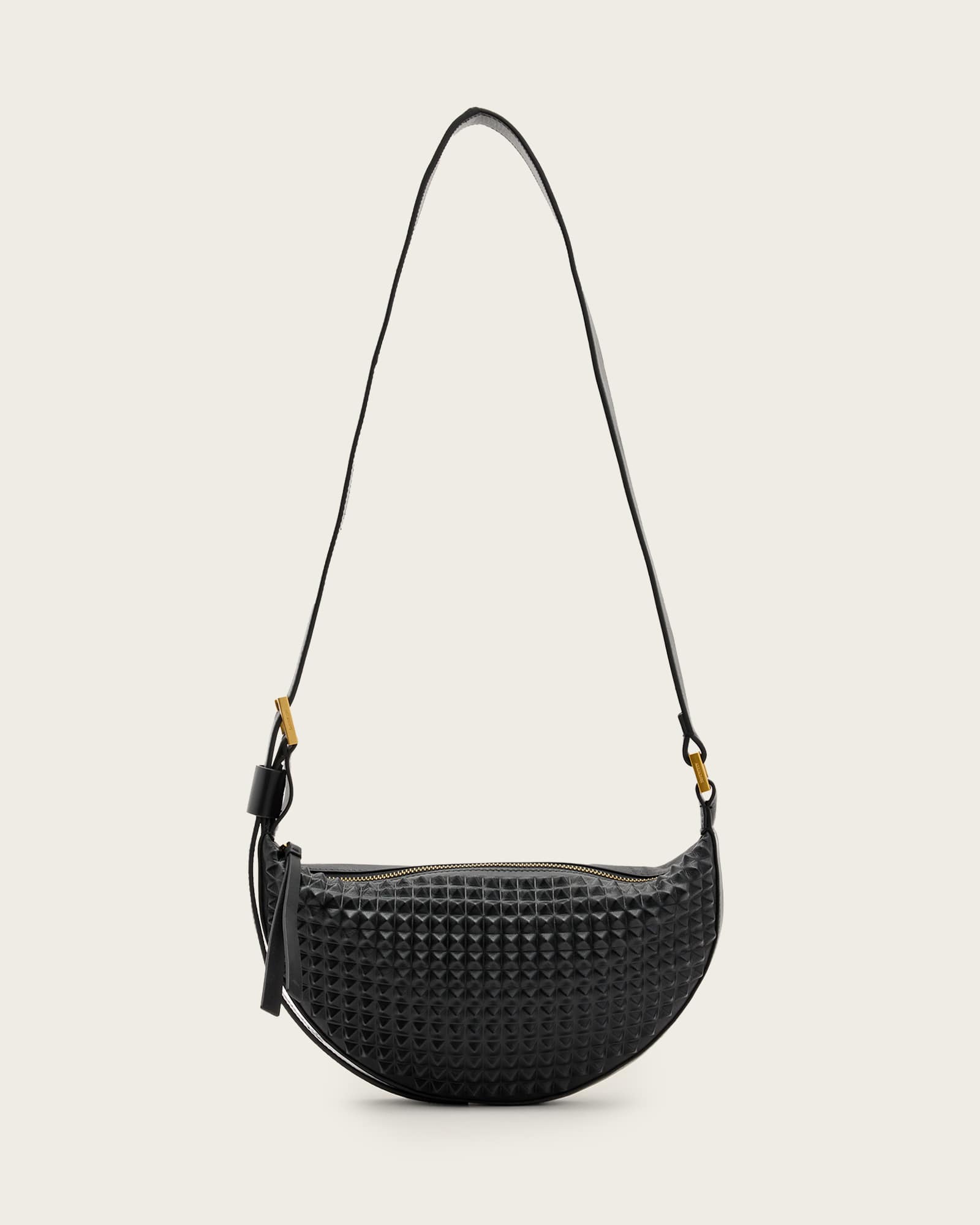 Half Moon Studded Crossbody Bag Black | ALLSAINTS US
