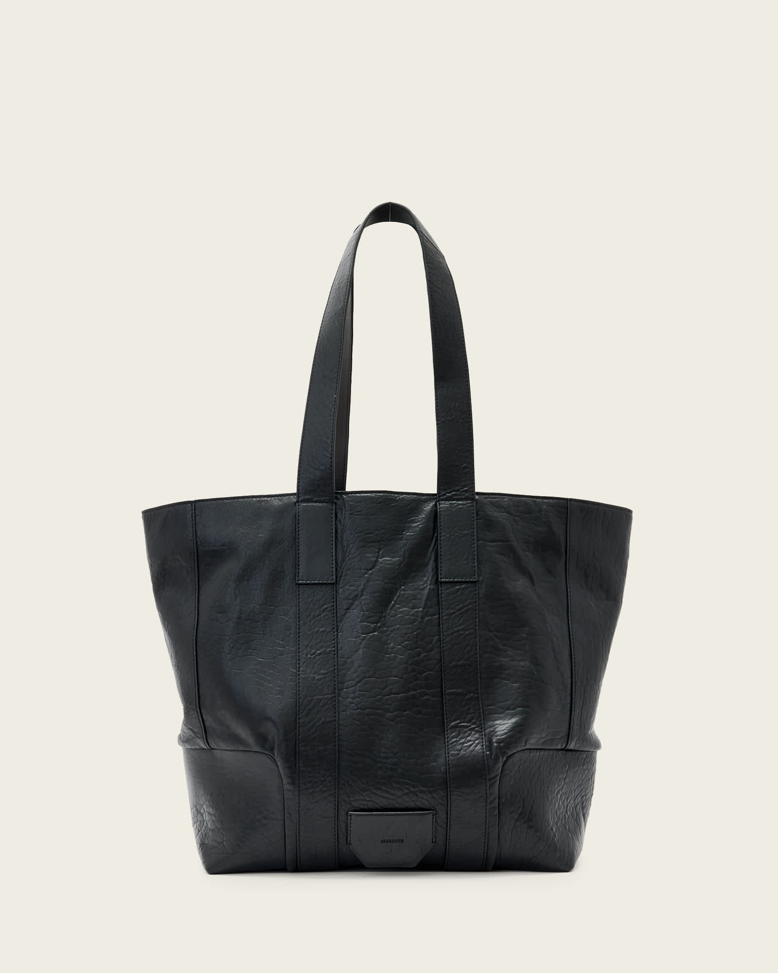 Ares Grain Leather Open Tote Bag Black | ALLSAINTS US