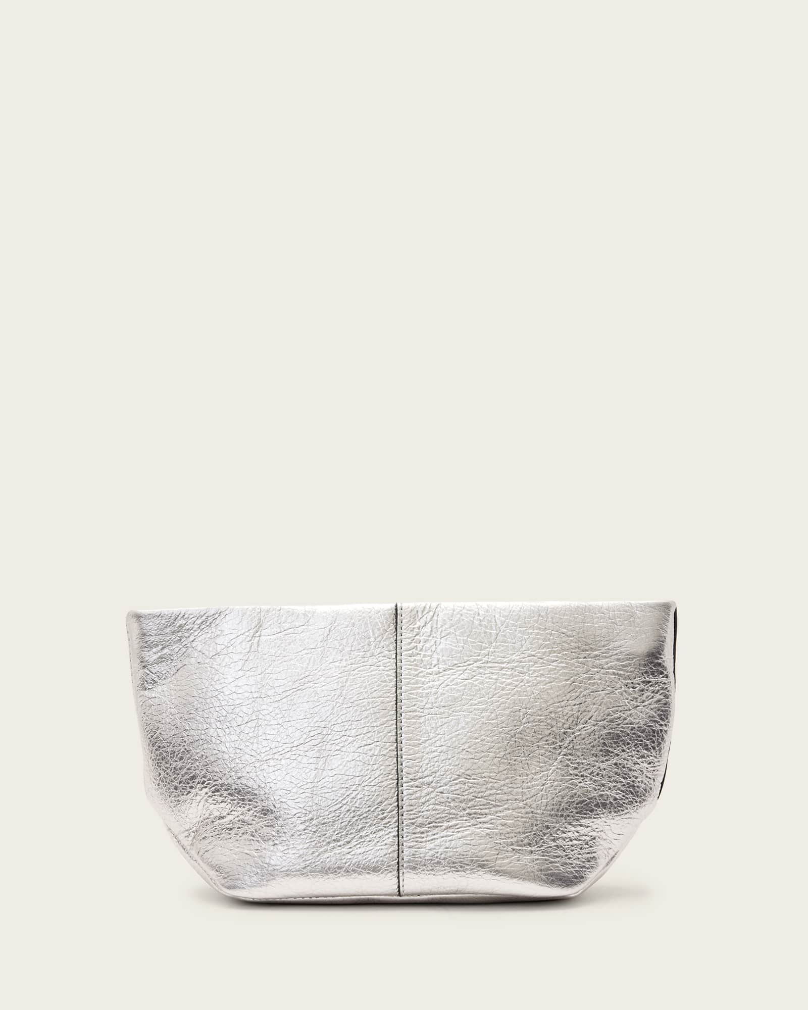 純銀67.4g Hex Leather Pouch Silver | ALLSAINTS US