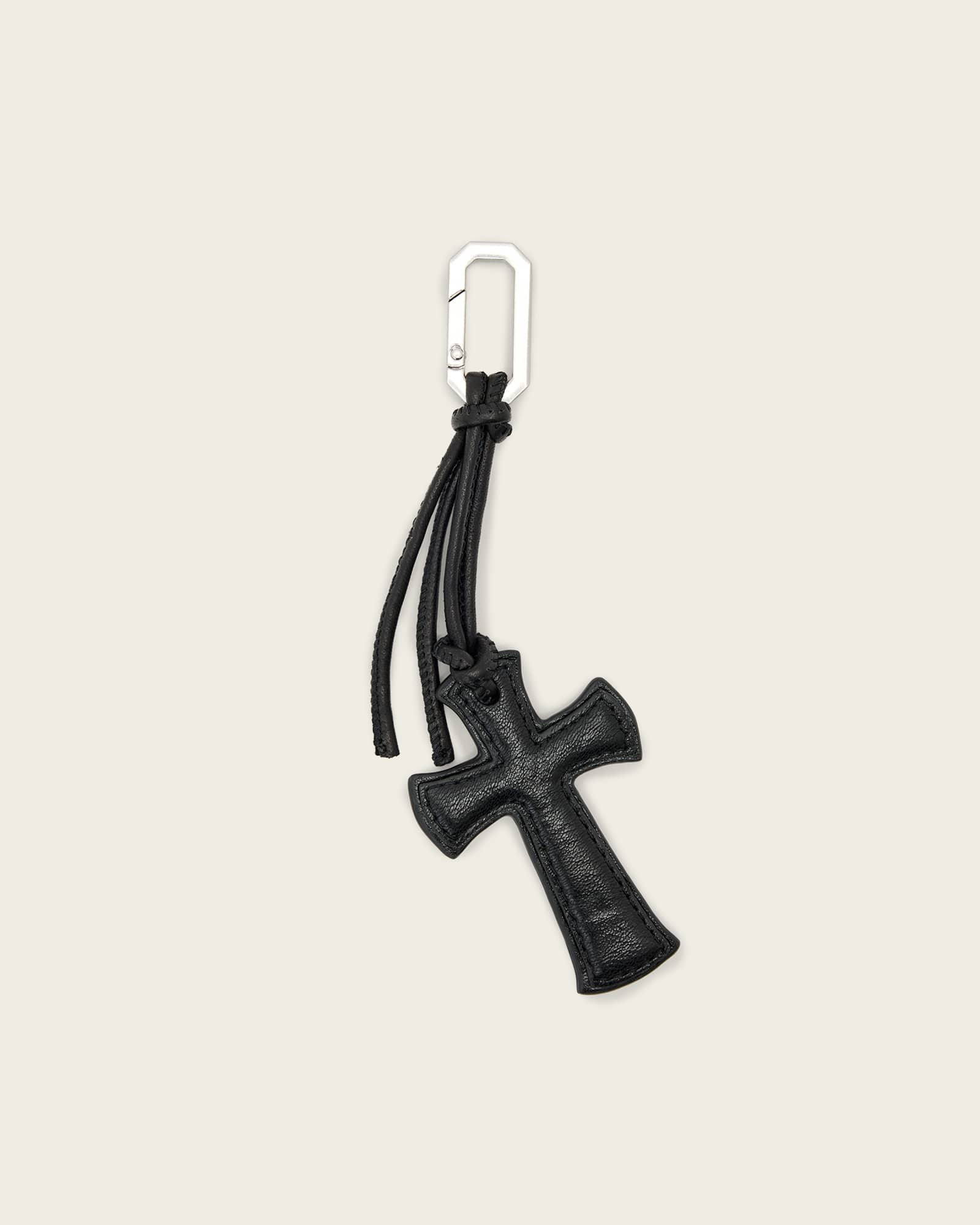 Leather G Cross Keyring Black | ALLSAINTS US