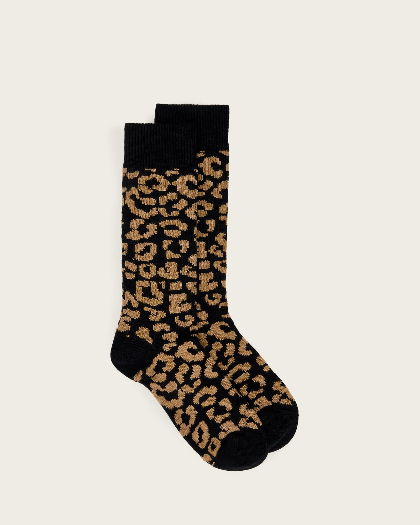 Leopard Print Wool Mix Boot Socks BLACK/TEDDY BROWN | ALLSAINTS US