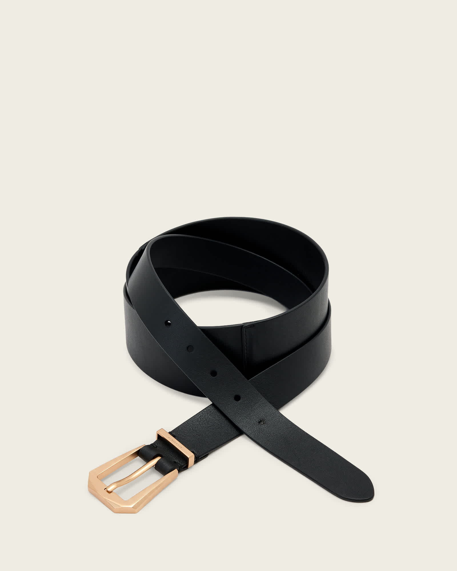ALL SAINTS GENUINE LEATHER BLACK SNAKE EFFECT TEXTURED BELT EDGY CHIC Brass L Alternative Snake Skin Belt | Clothing Accessories - Edgy  main image 4