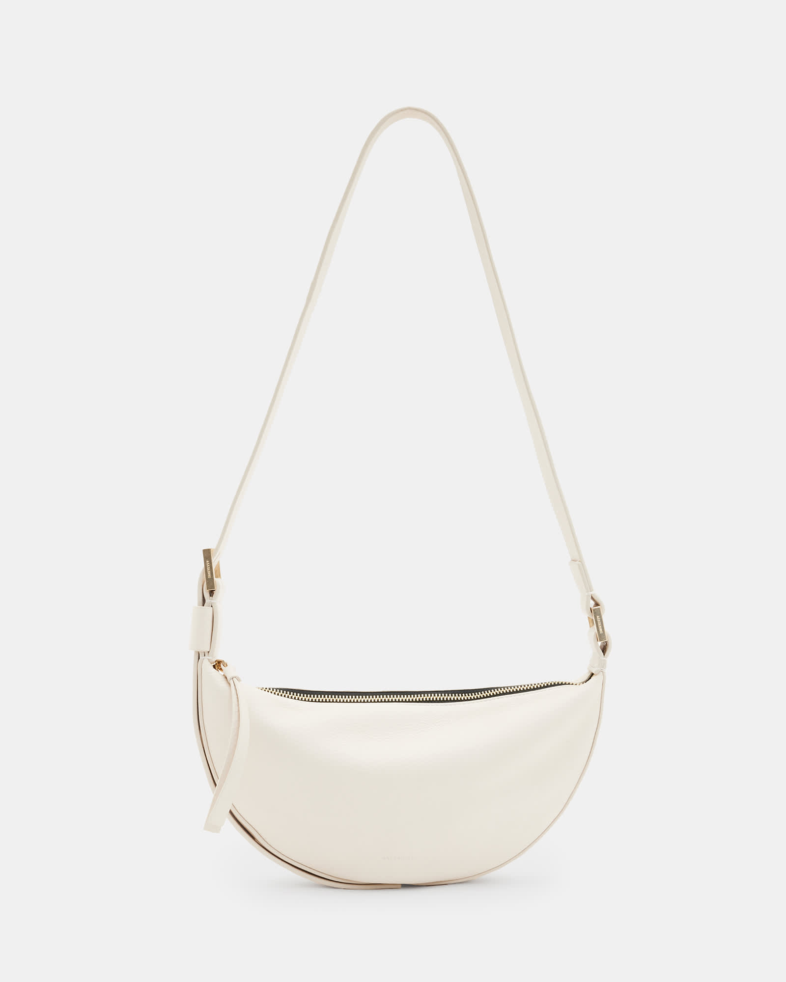 Half Moon Leather Crossbody Bag White | ALLSAINTS Canada