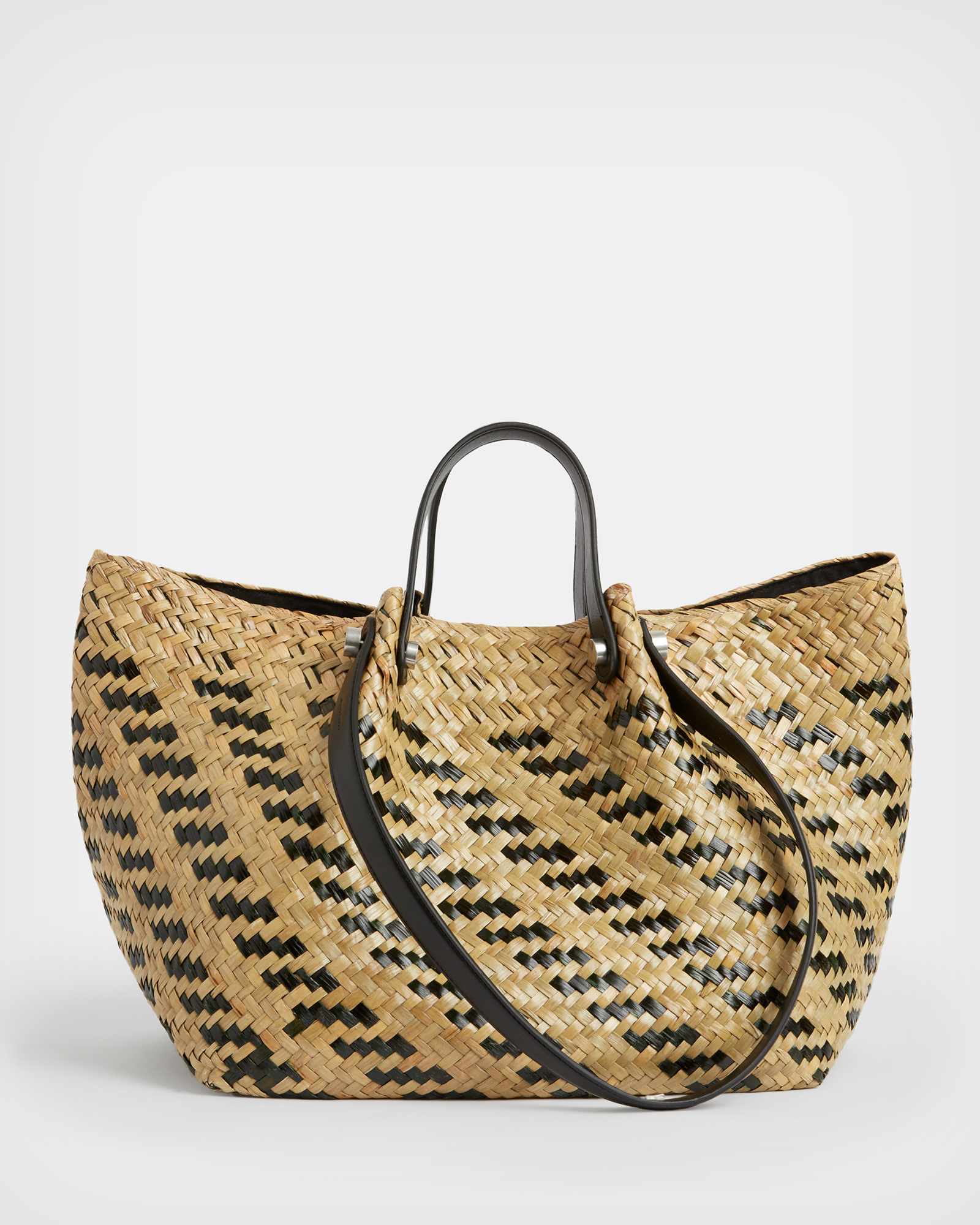 Allington Straw Tote Bag Natural/Black | ALLSAINTS US