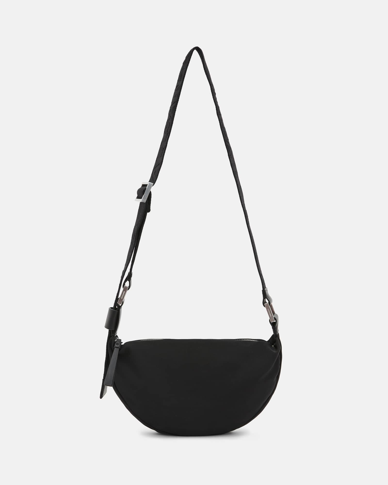 Half Moon Nylon Crossbody Bag Black | ALLSAINTS