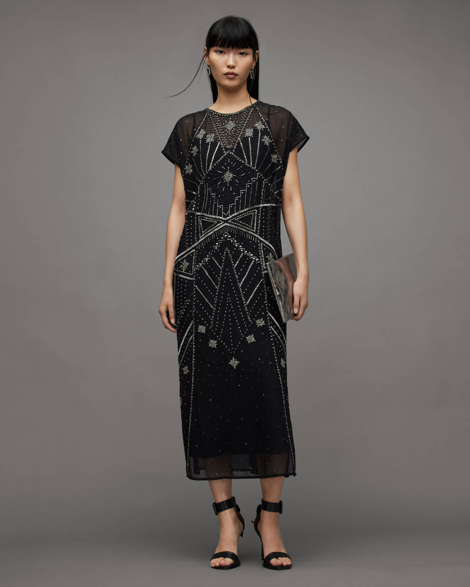 Etta Embellished Maxi Dress Black | ALLSAINTS