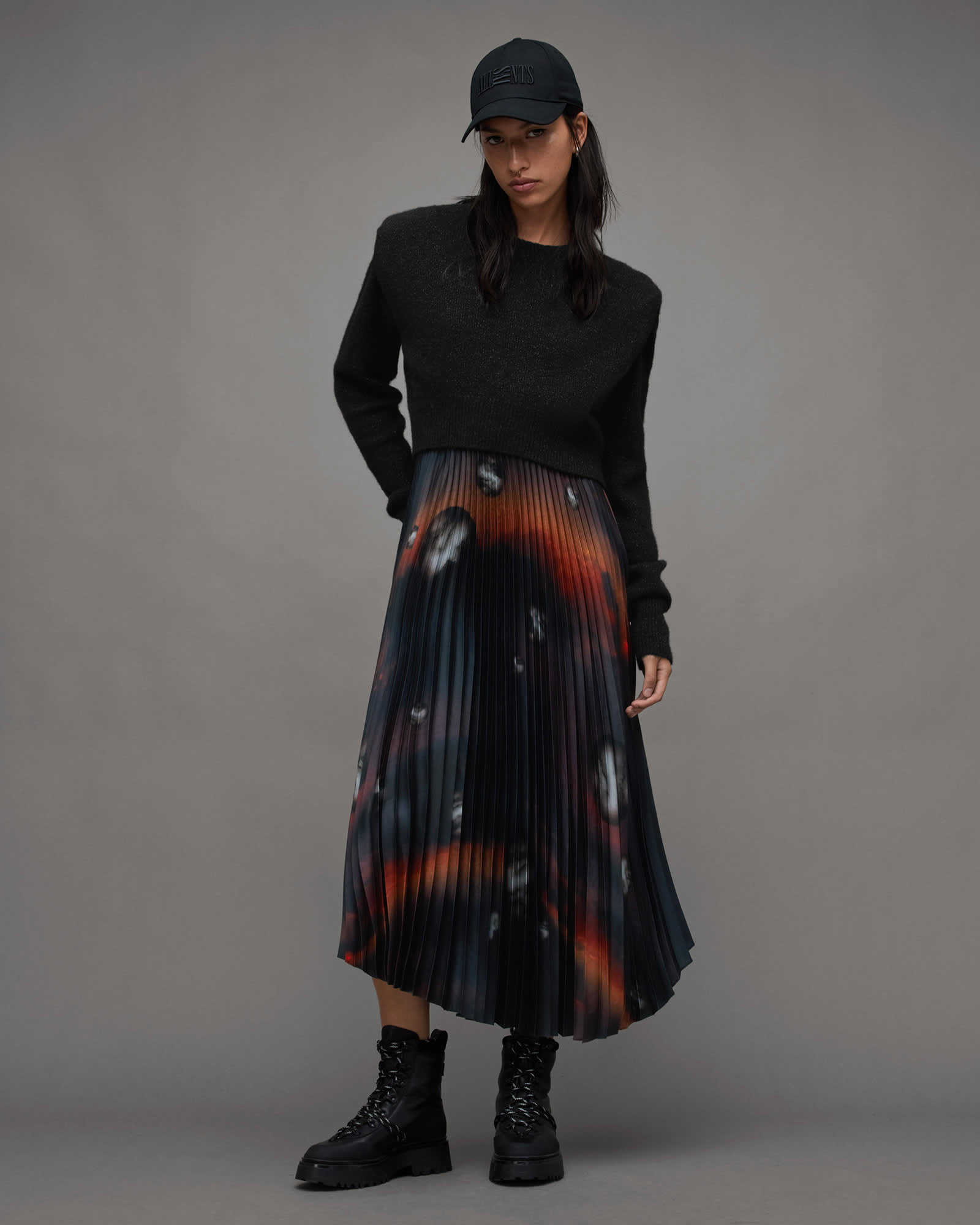 Black Midi ２枚セット ZARA NEW SS24 WOMAN BUTTONED PLEATED SKIRT MIDI DRESS Black