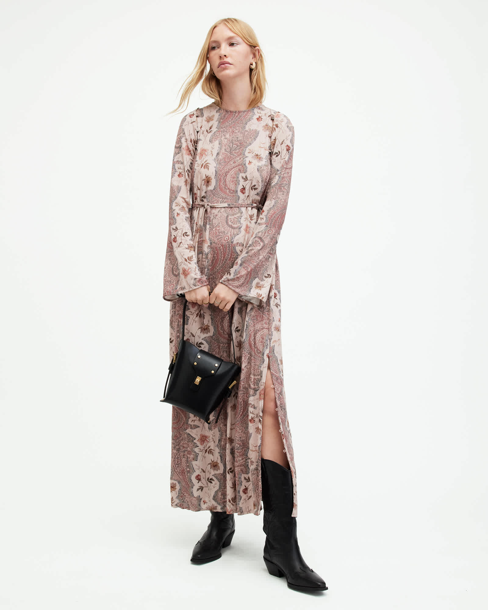 Susannah Cascade Paisley Maxi Dress CLAY PINK | ALLSAINTS Susannah Cascade Paisley Maxi Dress CLAY PINK | ALLSAINTS