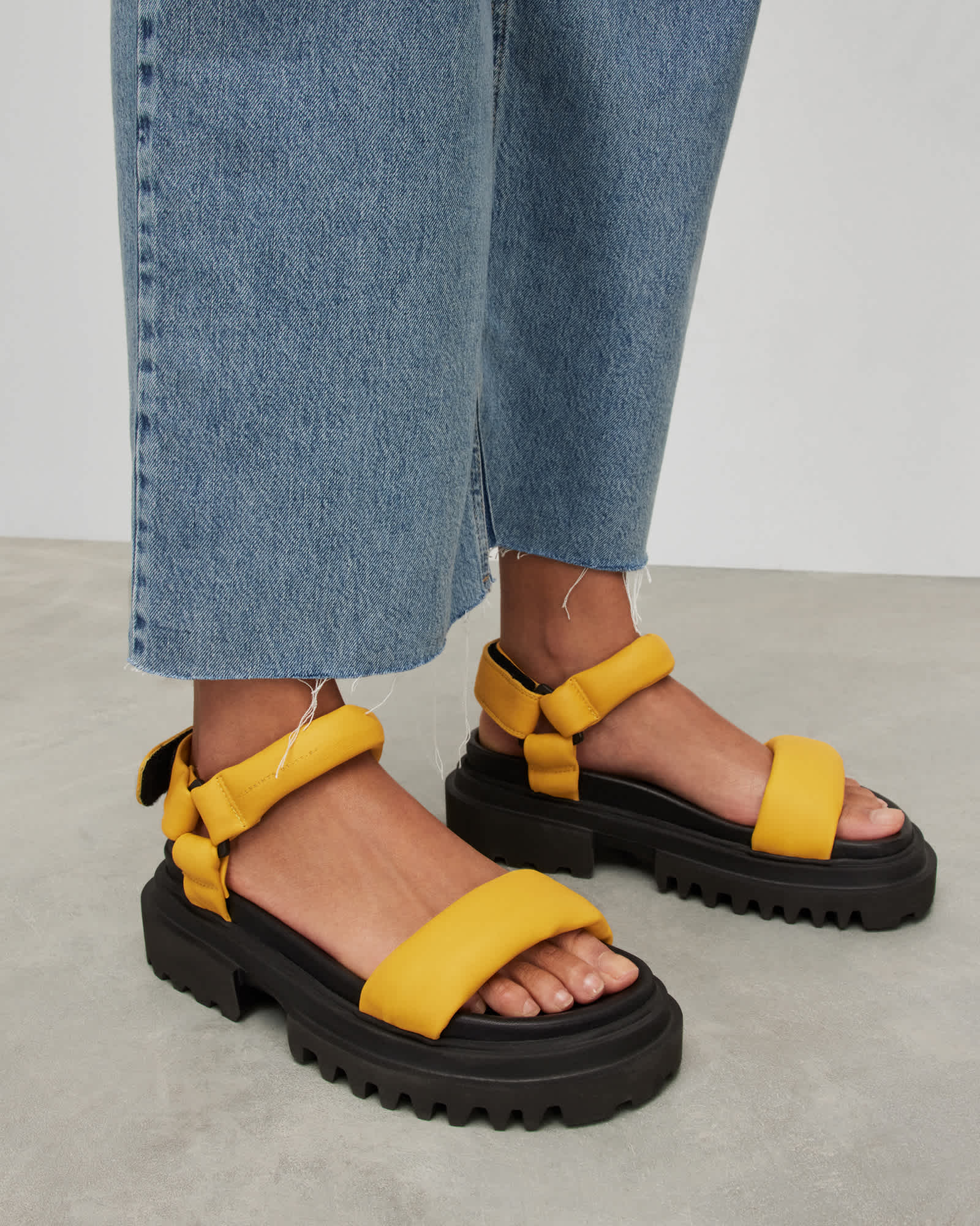 Helium Leather Sandals Yellow | ALLSAINTS
