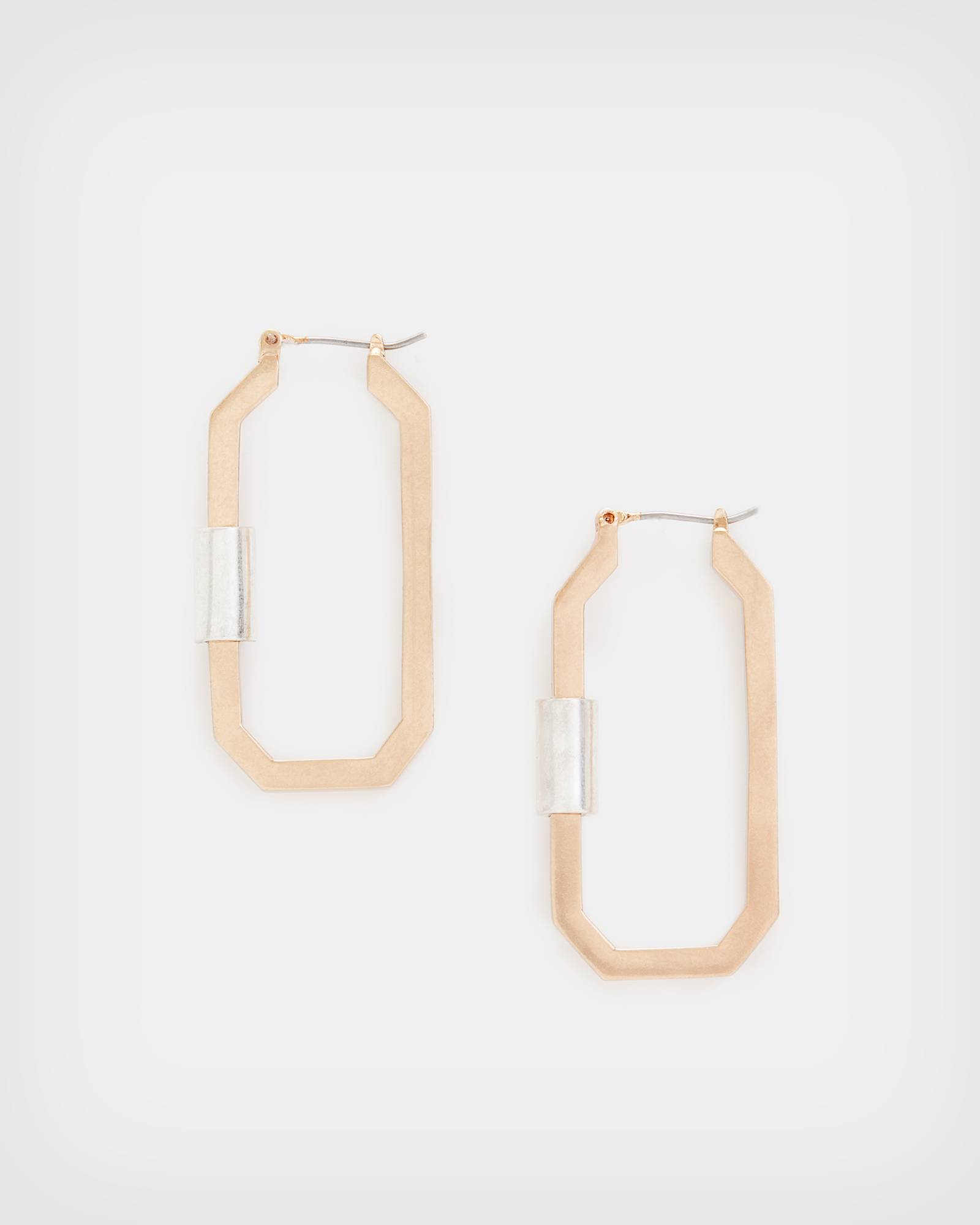 Hex Carabiner Hoop Earrings WARM BRASS/SILVER | ALLSAINTS