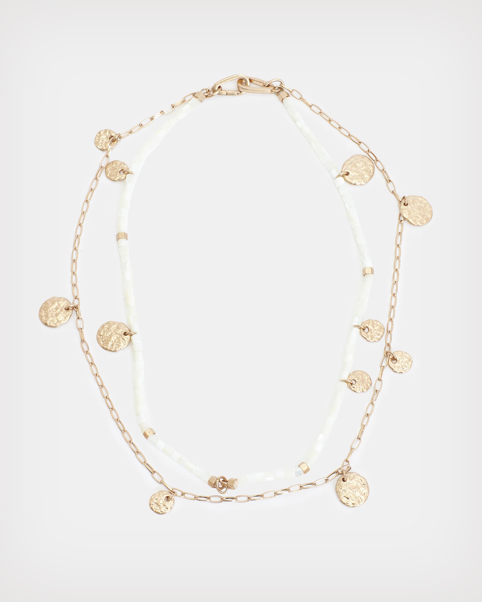 Andi Double Layered Necklace PEARL/WARM BRASS | ALLSAINTS US