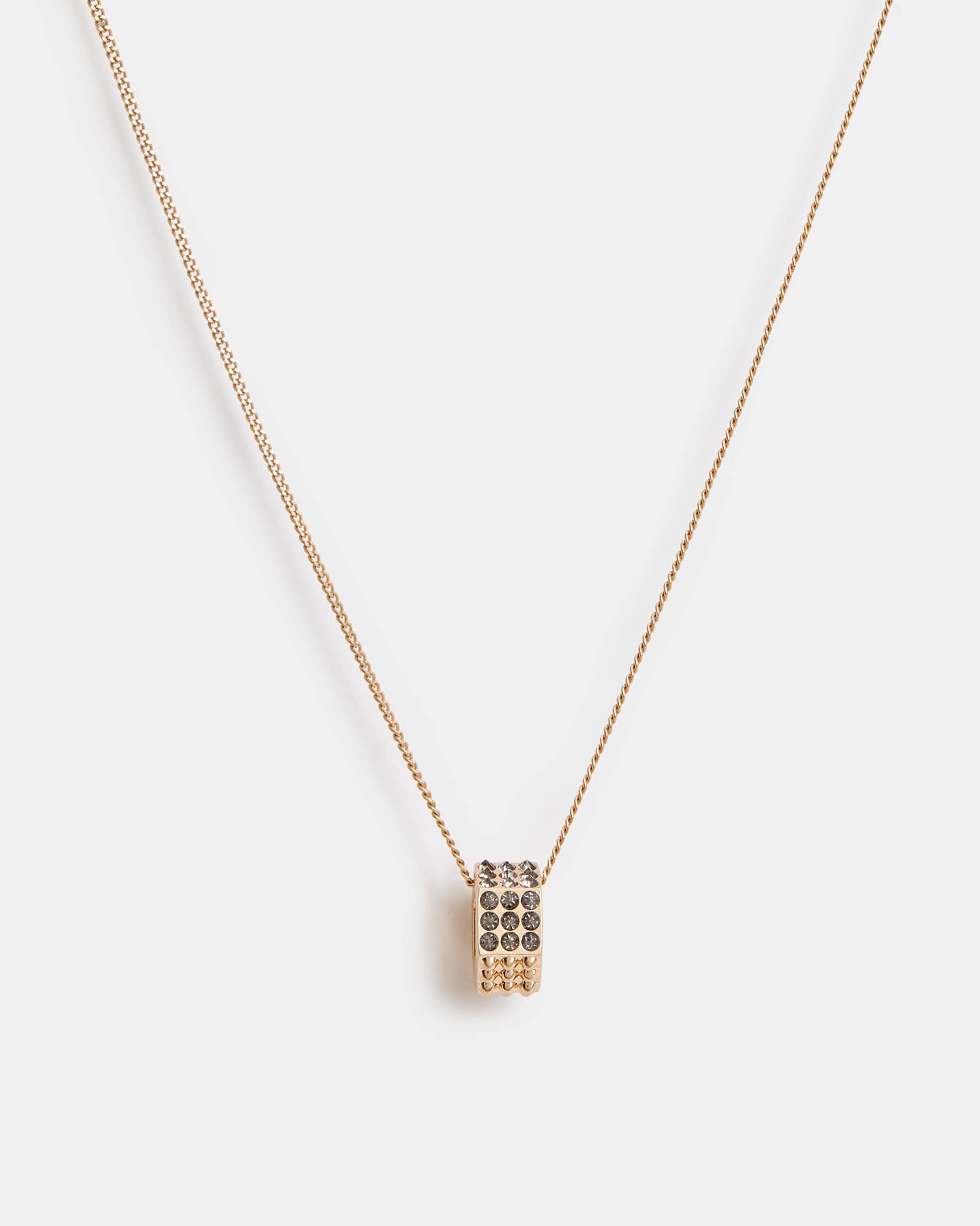Rianne Hexagon Studded Pendant Necklace WARM BRASS/BLACK