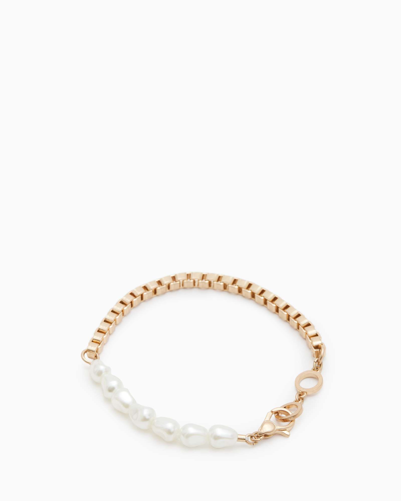 ブレスレット LAZY DAWN pearl n chain bracelet Edie Pearl Bead Box Chain Bracelet WARM BRASS | ALLSAINTS US