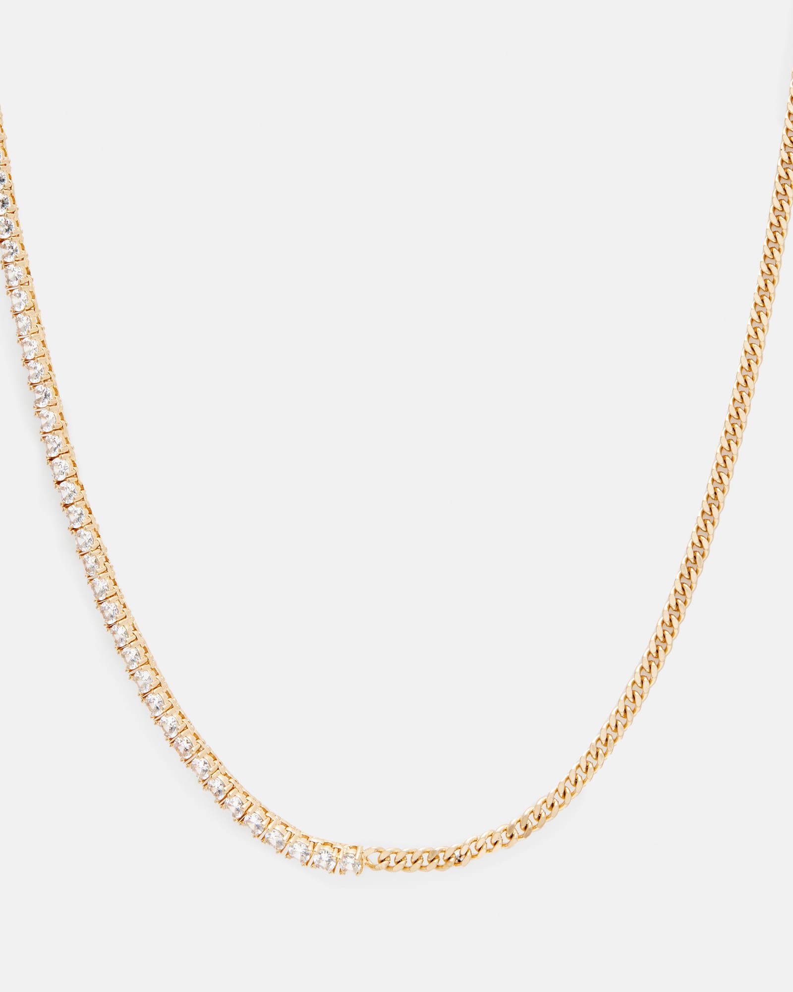 Della Crystal Curb Chain Necklace WARM BRASS/CRYSTAL