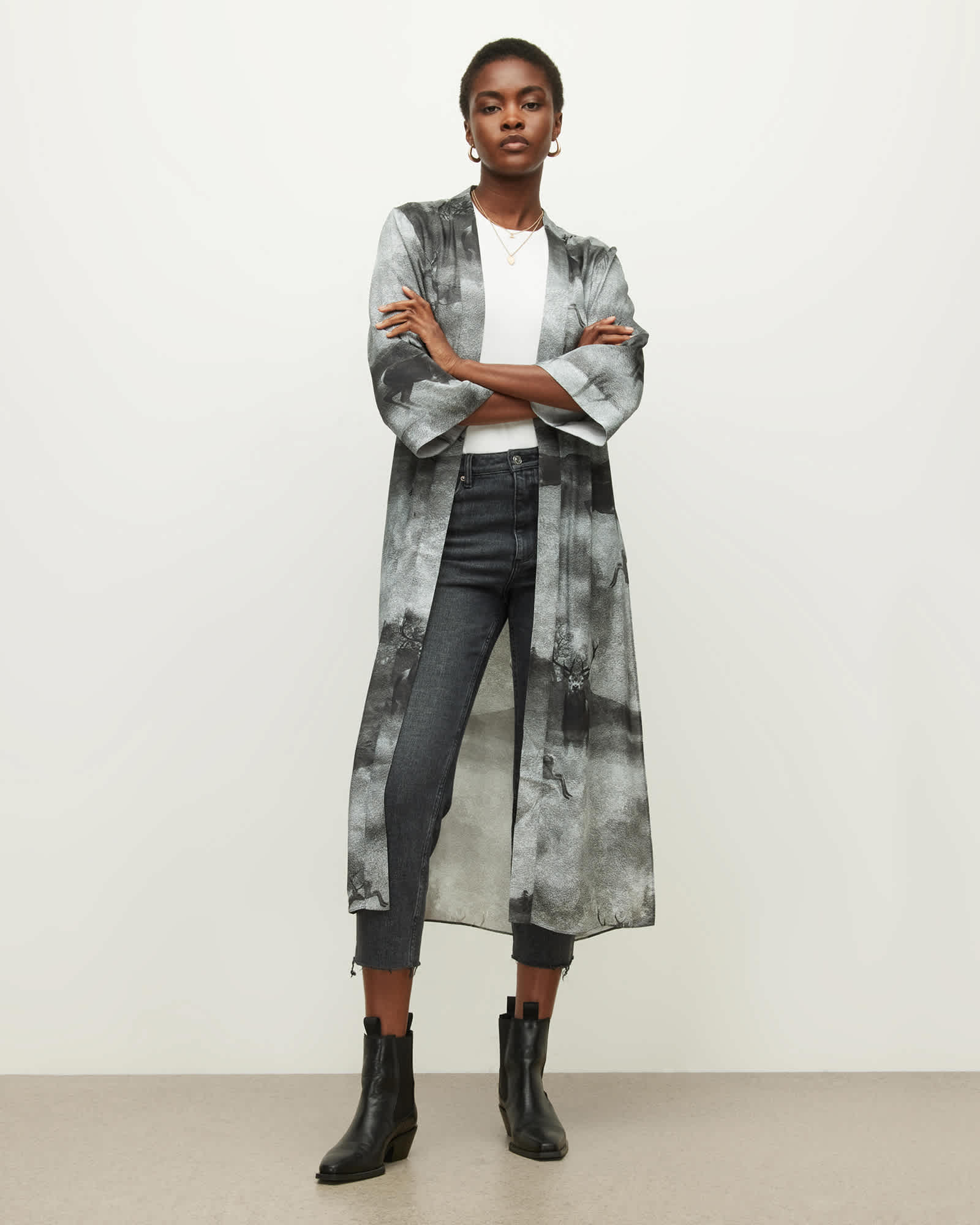 Carine Nerissa Kimono MONO WHITE | ALLSAINTS Canada