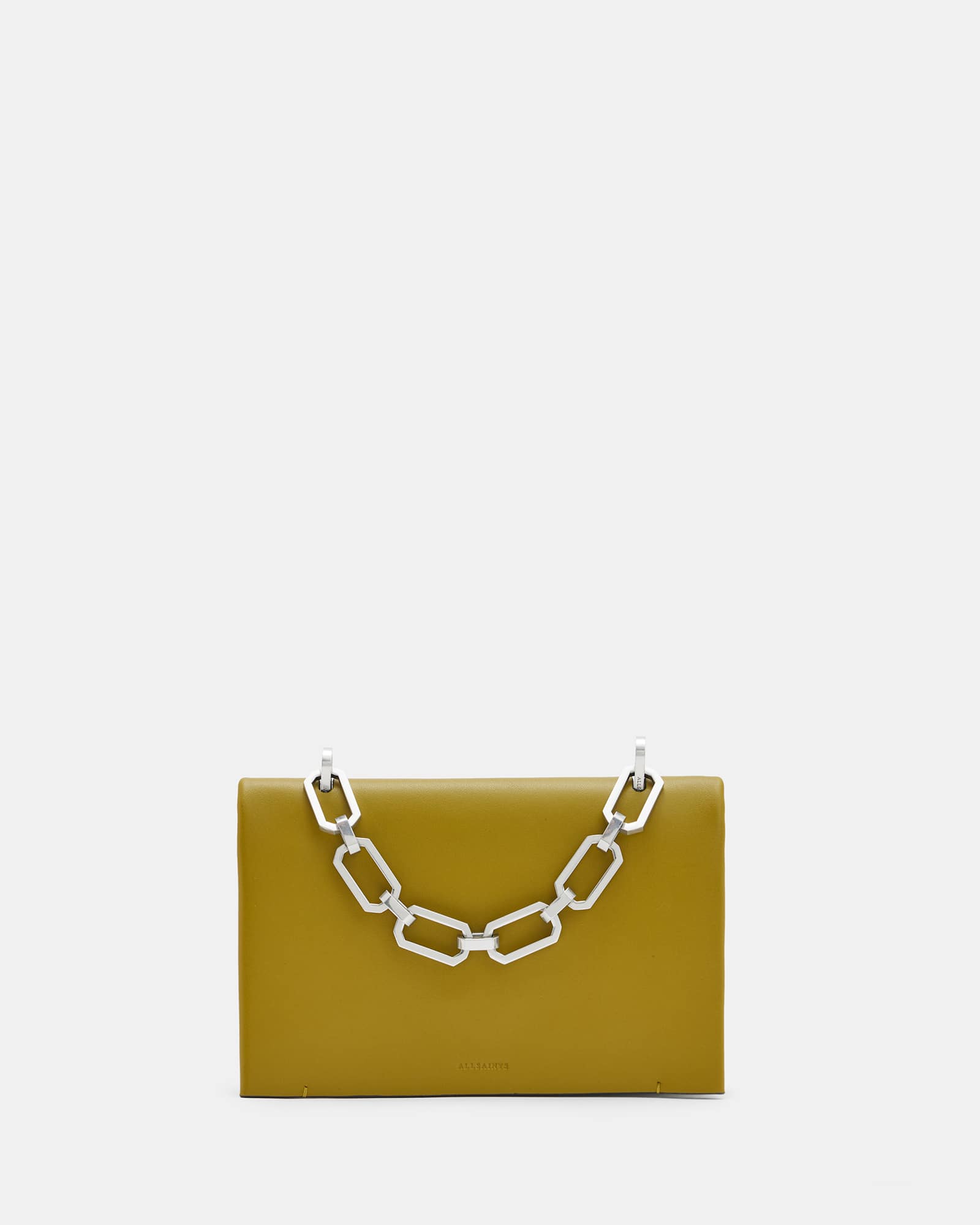 Yua Leather Removable Chain Clutch Bag SAP GREEN | ALLSAINTS US