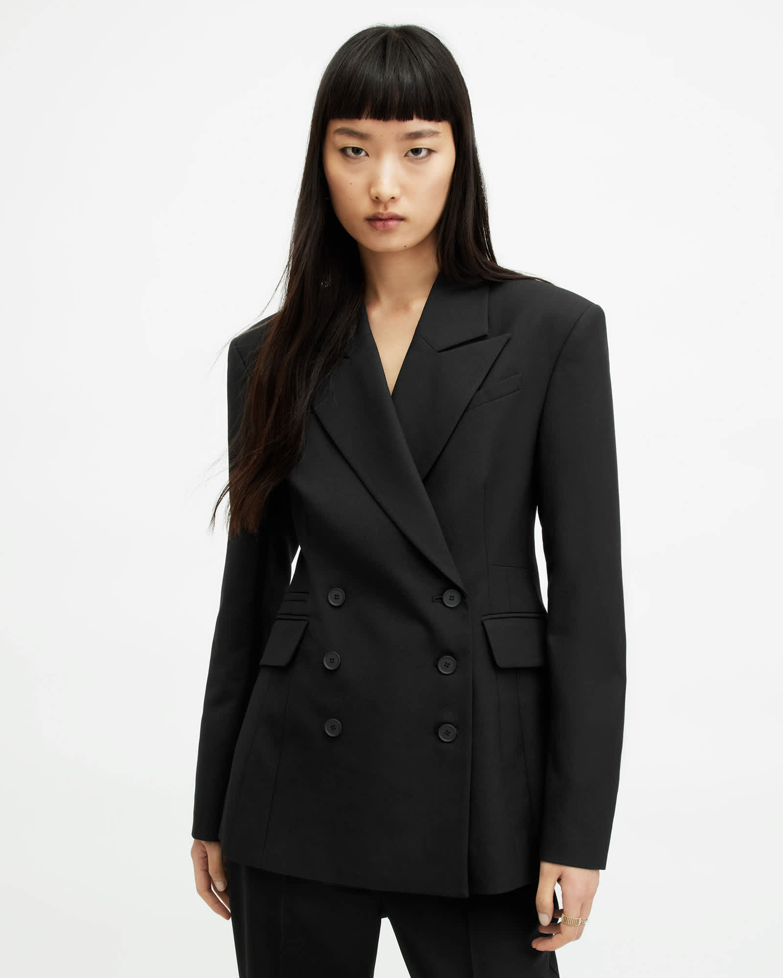 Sevenh Cinched Waist Slim Fit Blazer Black | ALLSAINTS US