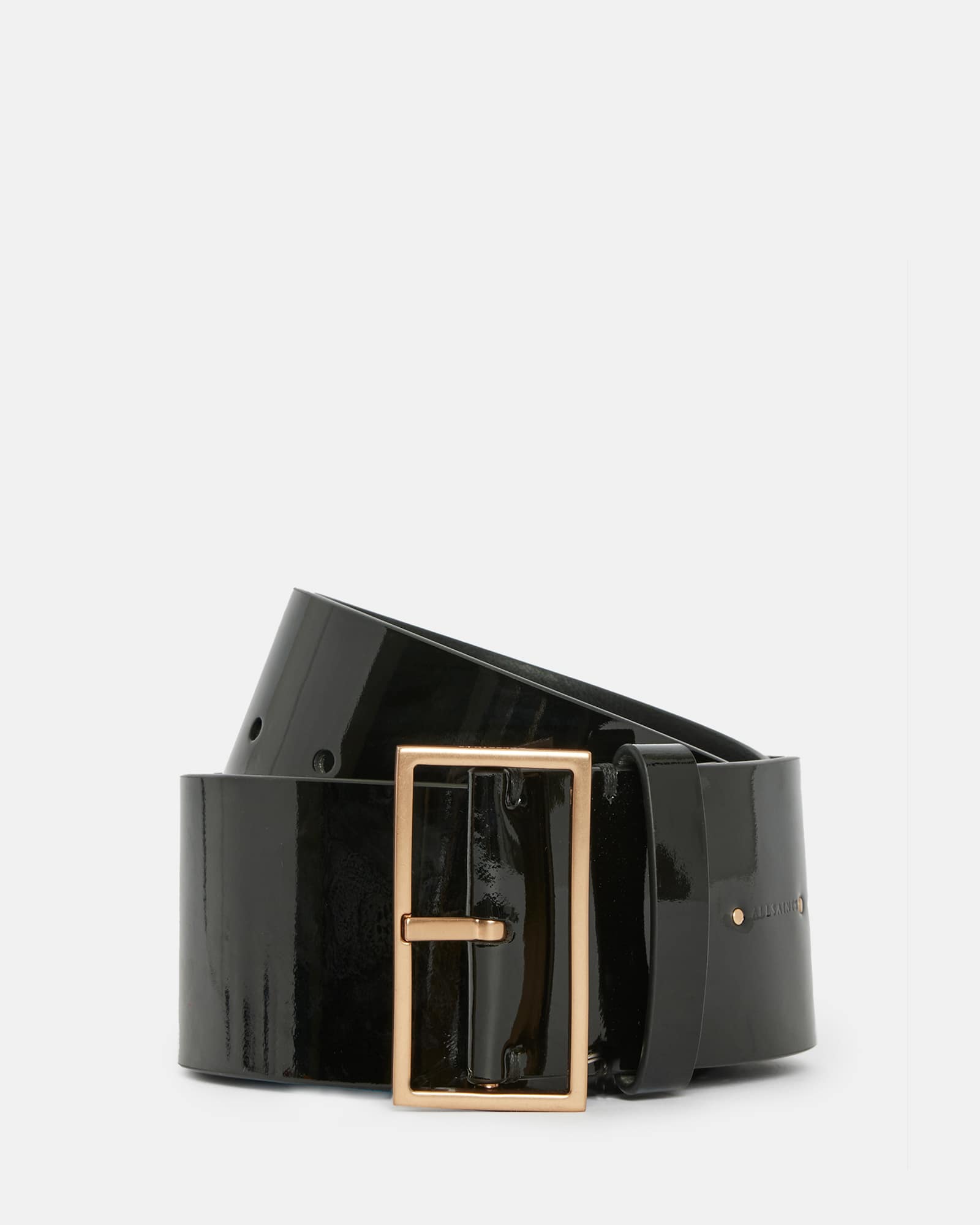 Laila Patent Leather Wide Waist Belt BLACK/WARM BRASS