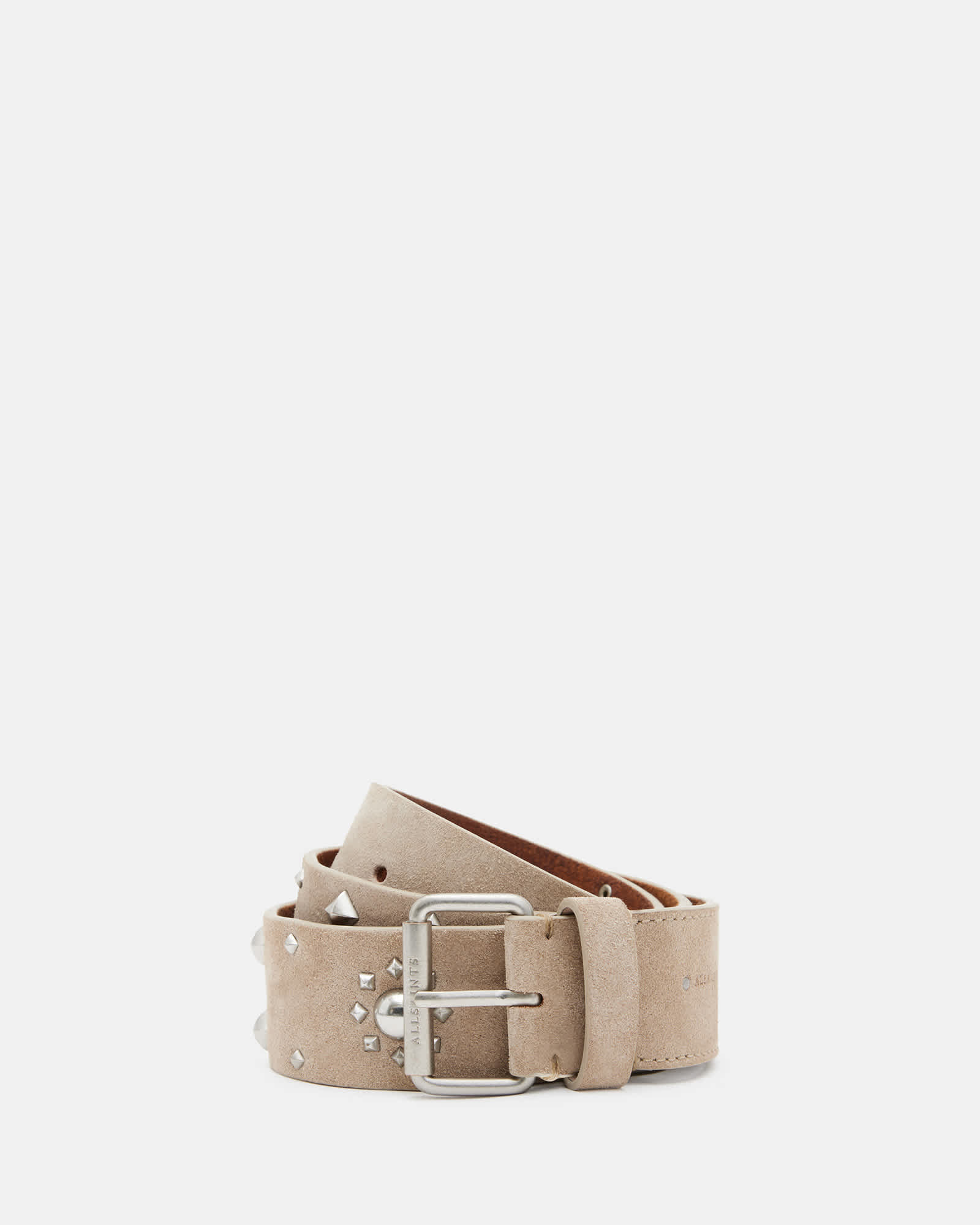 Rayen Studded Suede Belt STONE/ANTQ NICKEL | ALLSAINTS US