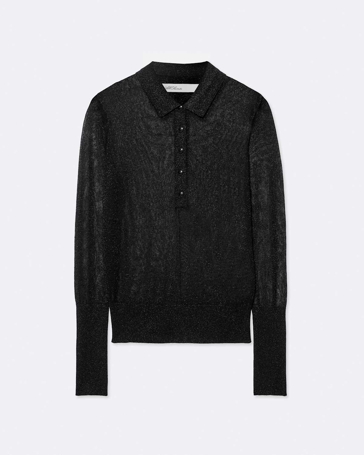 Kay Sparkle Semi-Sheer Polo Top by AllSaints